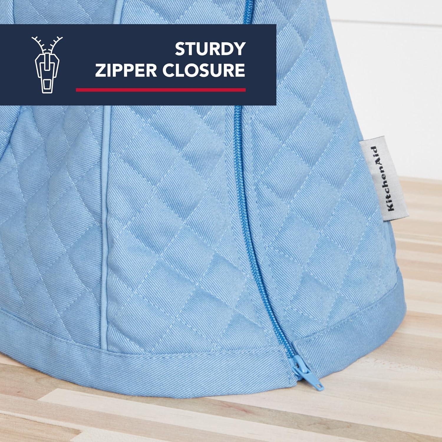 imageKITCHENAID Fitted TiltHead Stand Mixer Cover with Storage Pocket Quilted 100 Cotton144quotx18quotx10quot MilkshakeBlue Velvet