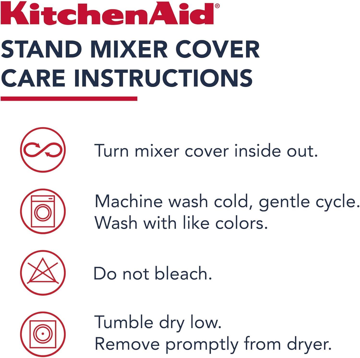 imageKITCHENAID Fitted TiltHead Stand Mixer Cover with Storage Pocket Quilted 100 Cotton144quotx18quotx10quot MilkshakeTicking Stripe Charcoal Grey