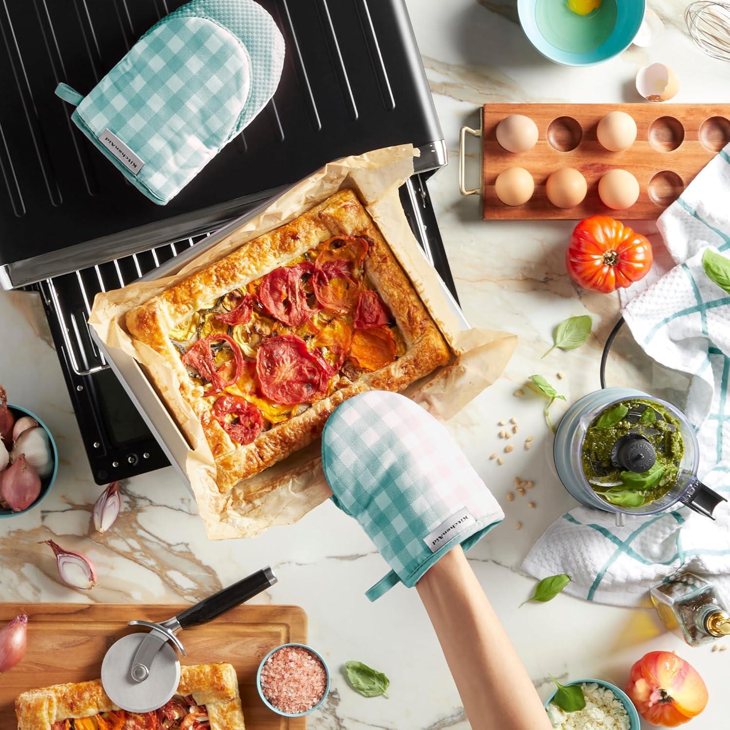 imageKITCHENAID Gingham Mini Oven Mitt 2Pack Set Mineral Water 55quotx8quot