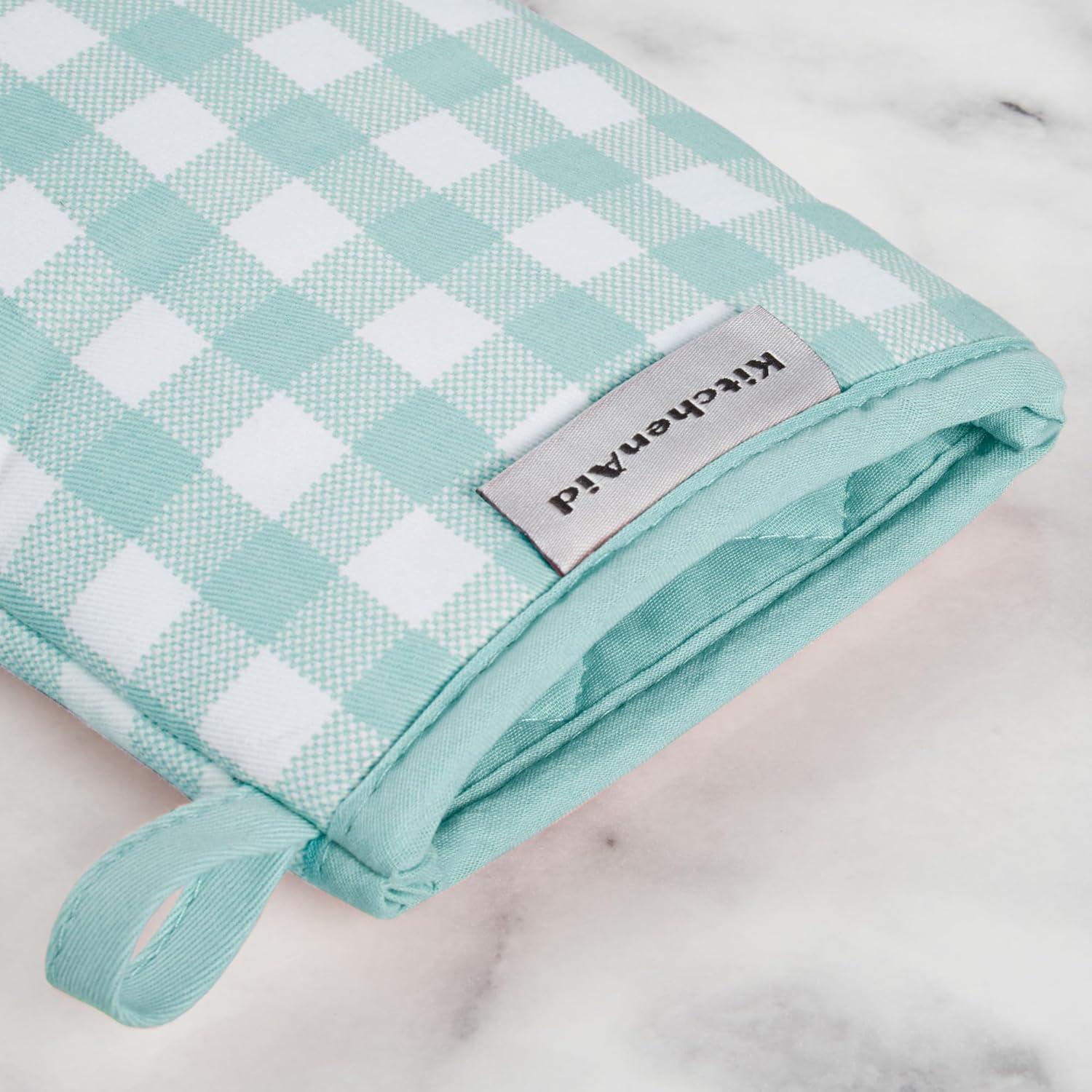 imageKITCHENAID Gingham Mini Oven Mitt 2Pack Set Mineral Water 55quotx8quot