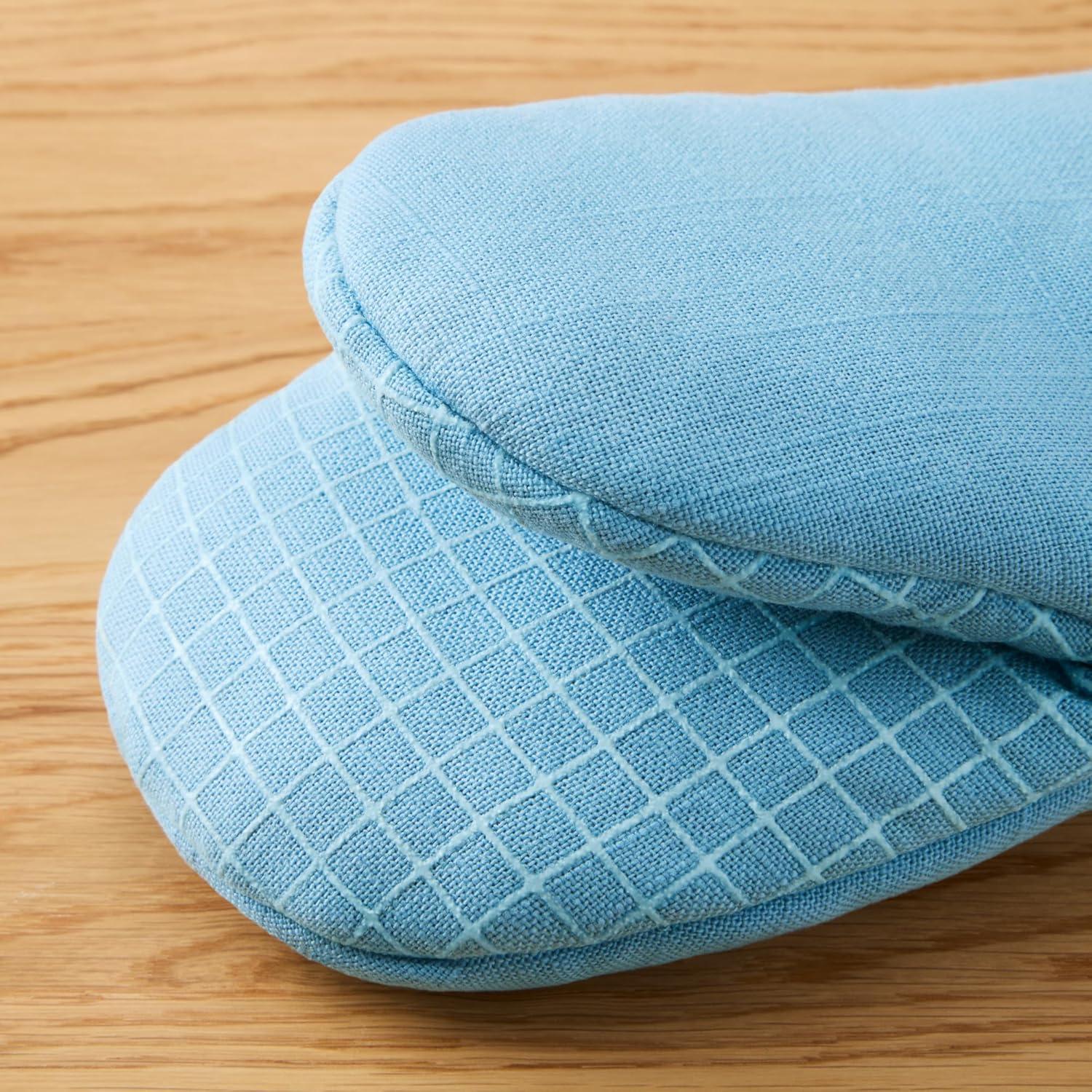 imageKITCHENAID Gourmet Series Gridlines Mini Oven Mitts 2Pack Set Heat Resistant up to 600F Soft Silicone Grip Magnetic Cuff Dried Rose 55quotx9quotBlue Velvet