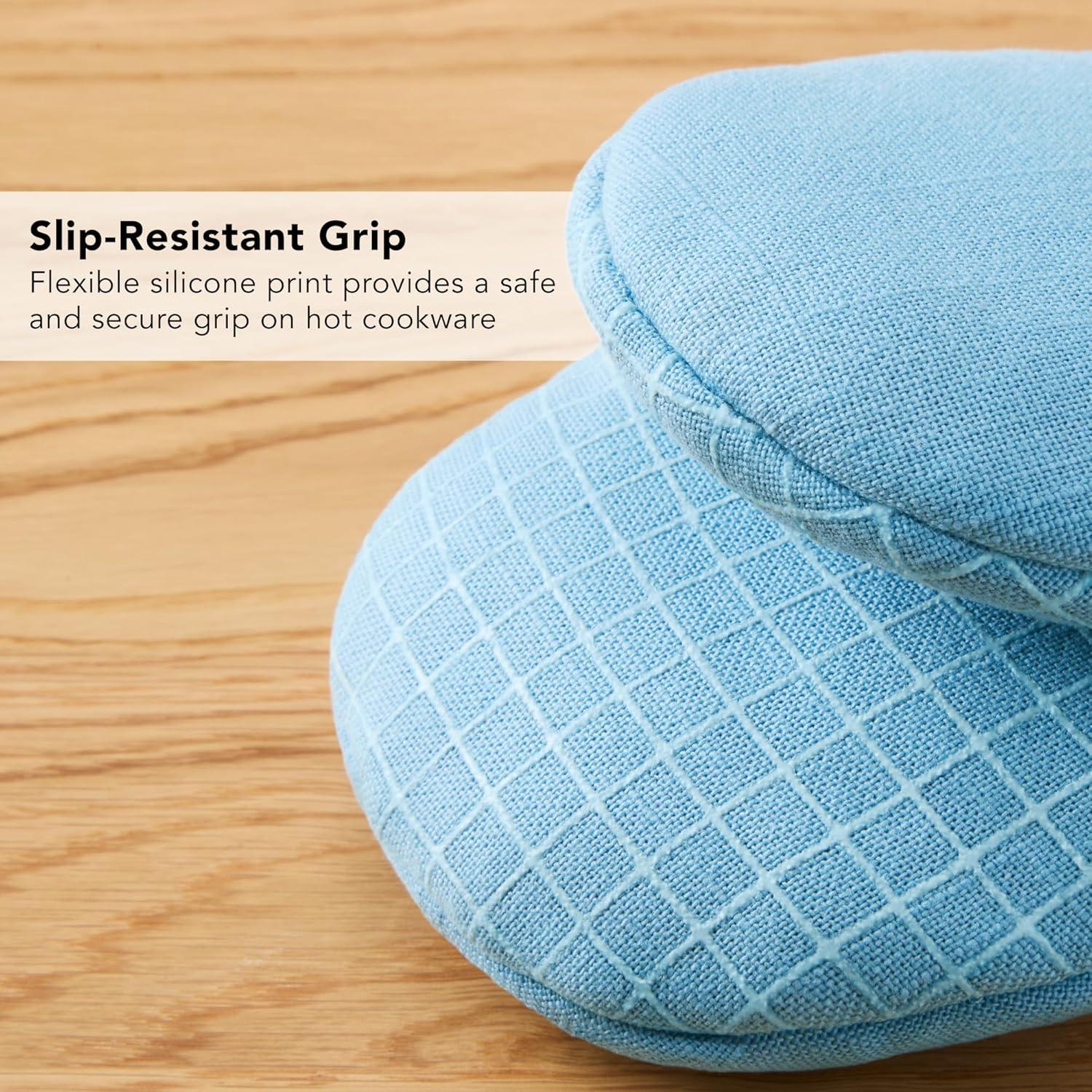 imageKITCHENAID Gourmet Series Gridlines Mini Oven Mitts 2Pack Set Heat Resistant up to 600F Soft Silicone Grip Magnetic Cuff Dried Rose 55quotx9quotBlue Velvet