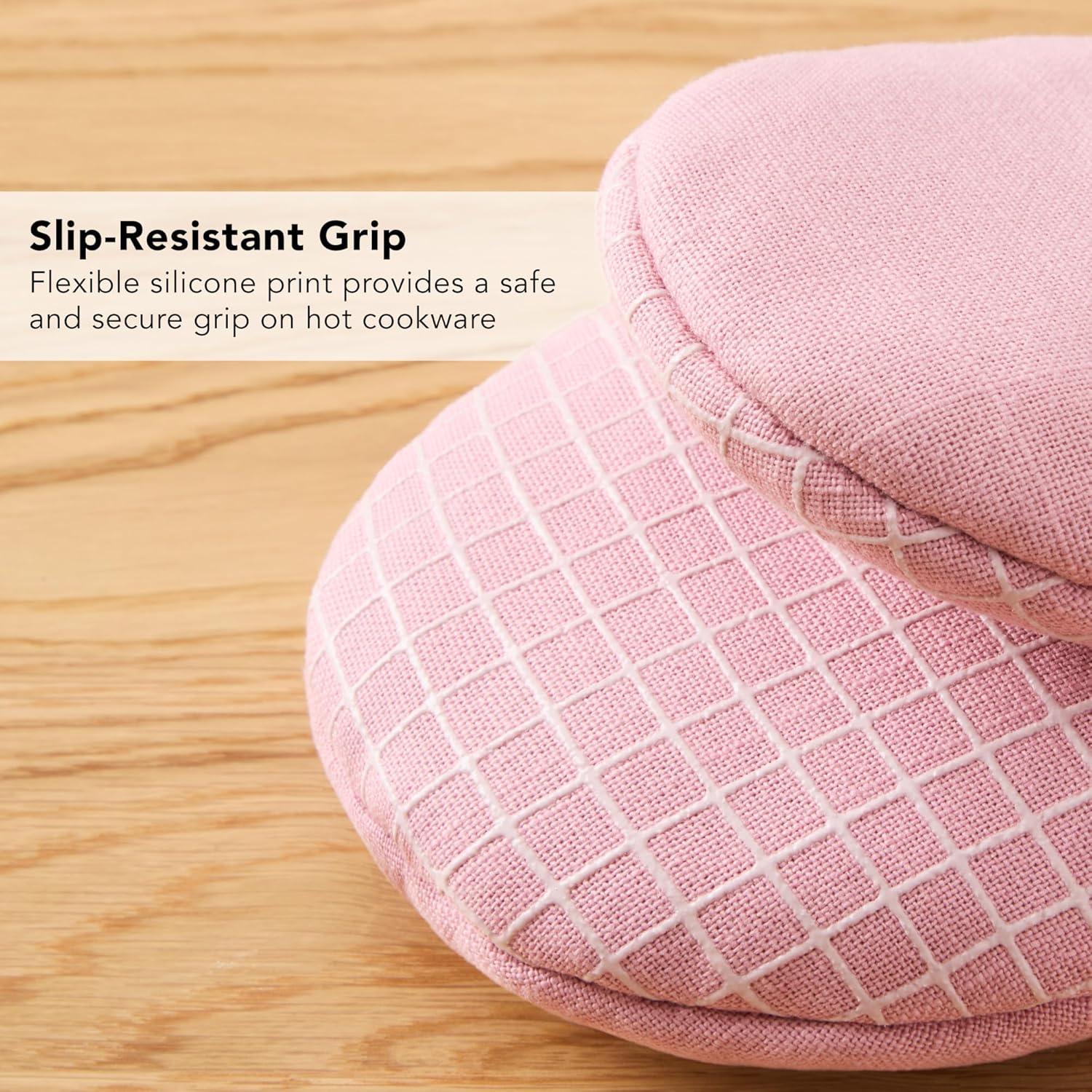 imageKITCHENAID Gourmet Series Gridlines Mini Oven Mitts 2Pack Set Heat Resistant up to 600F Soft Silicone Grip Magnetic Cuff Dried Rose 55quotx9quotDried Rose