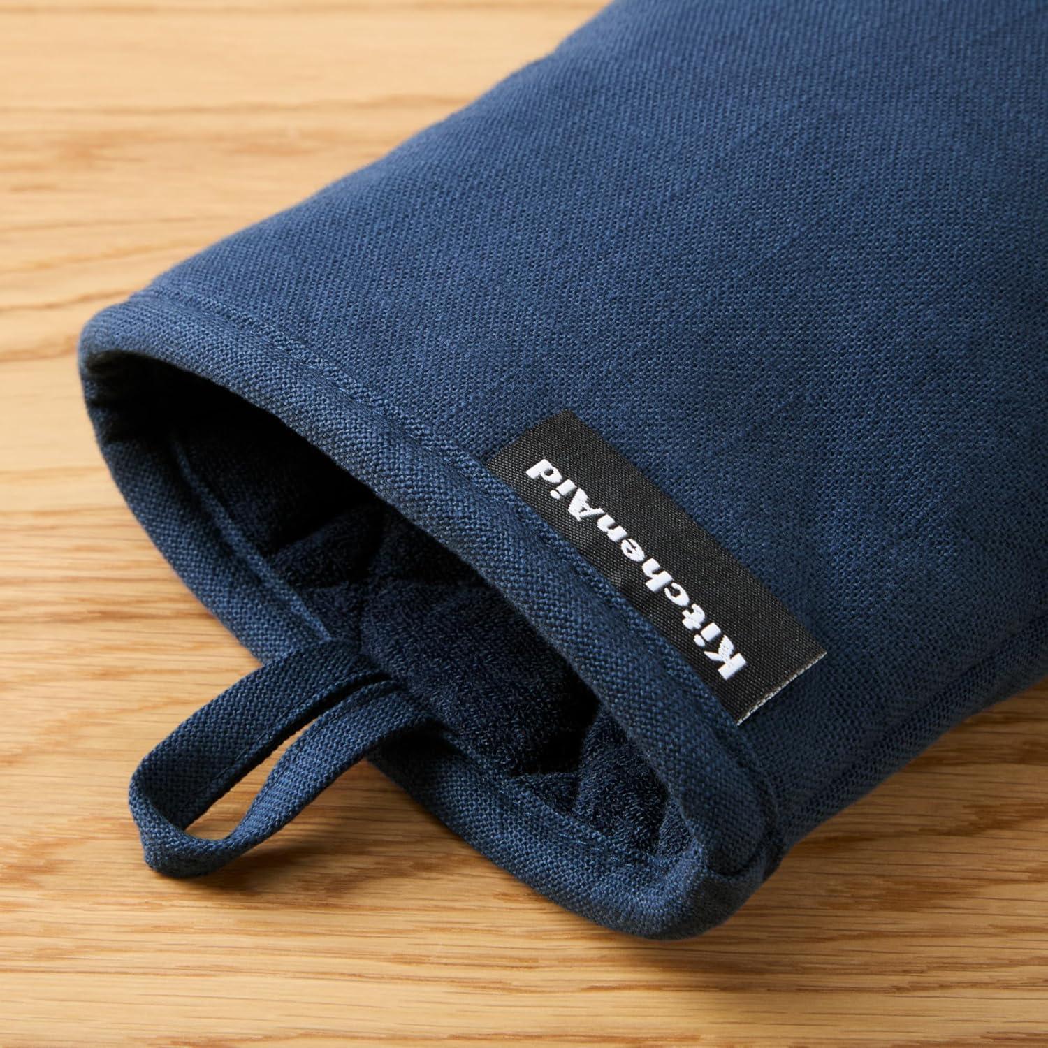 imageKITCHENAID Gourmet Series Gridlines Mini Oven Mitts 2Pack Set Heat Resistant up to 600F Soft Silicone Grip Magnetic Cuff Dried Rose 55quotx9quotInk Blue