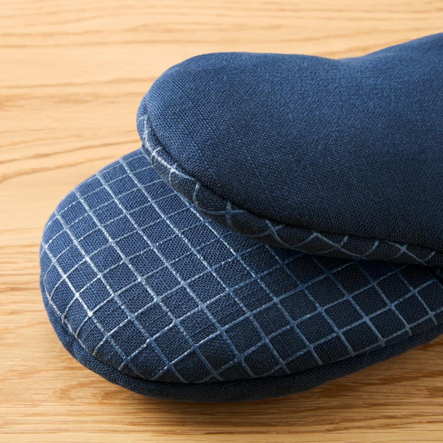 imageKITCHENAID Gourmet Series Gridlines Mini Oven Mitts 2Pack Set Heat Resistant up to 600F Soft Silicone Grip Magnetic Cuff Dried Rose 55quotx9quotInk Blue