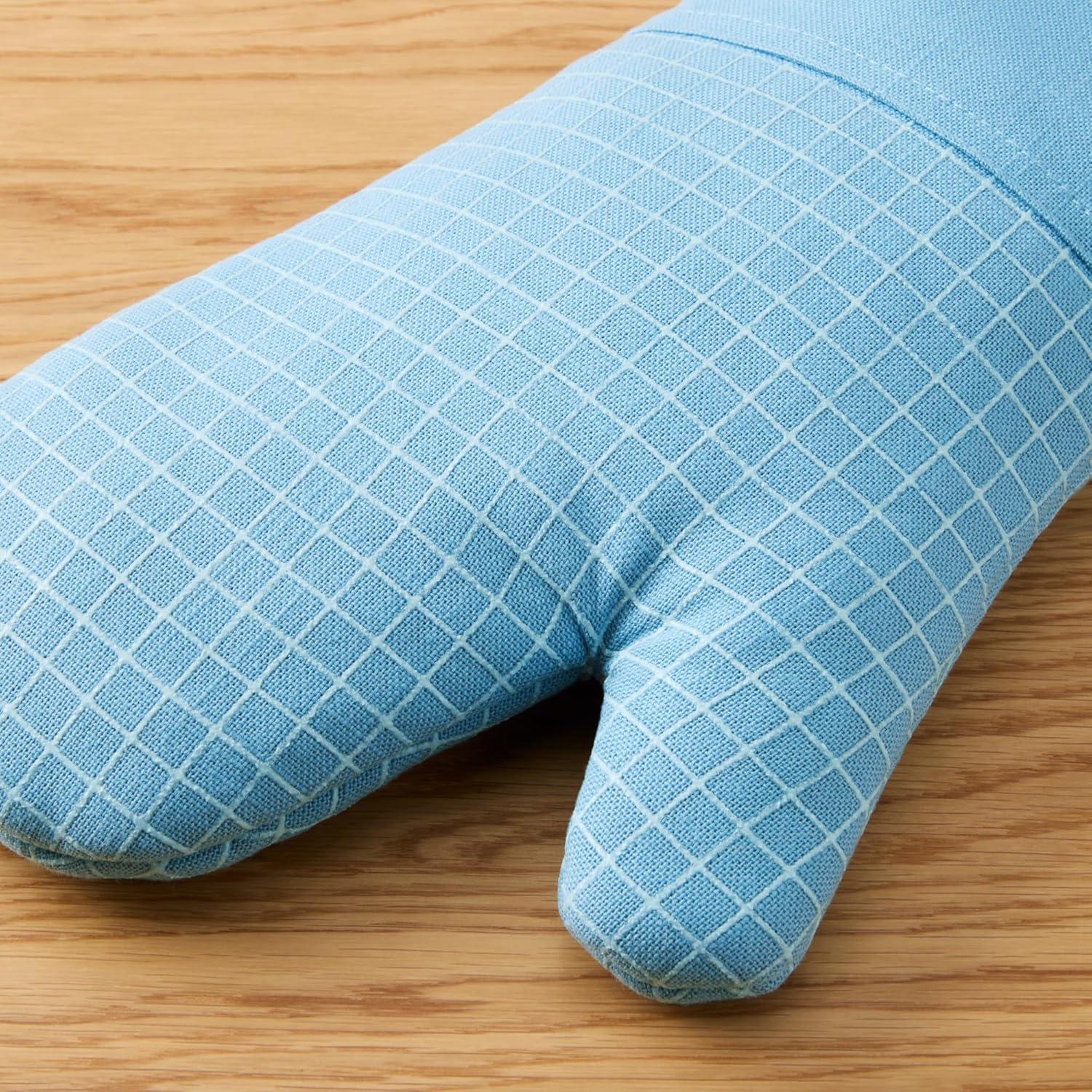 imageKITCHENAID Gourmet Series Gridlines Oven Mitts 2Pack Set Heat Resistant up to 600F Soft Silicone Grip Magnetic Cuff Dried Rose 7quotx14quotBlue Velvet