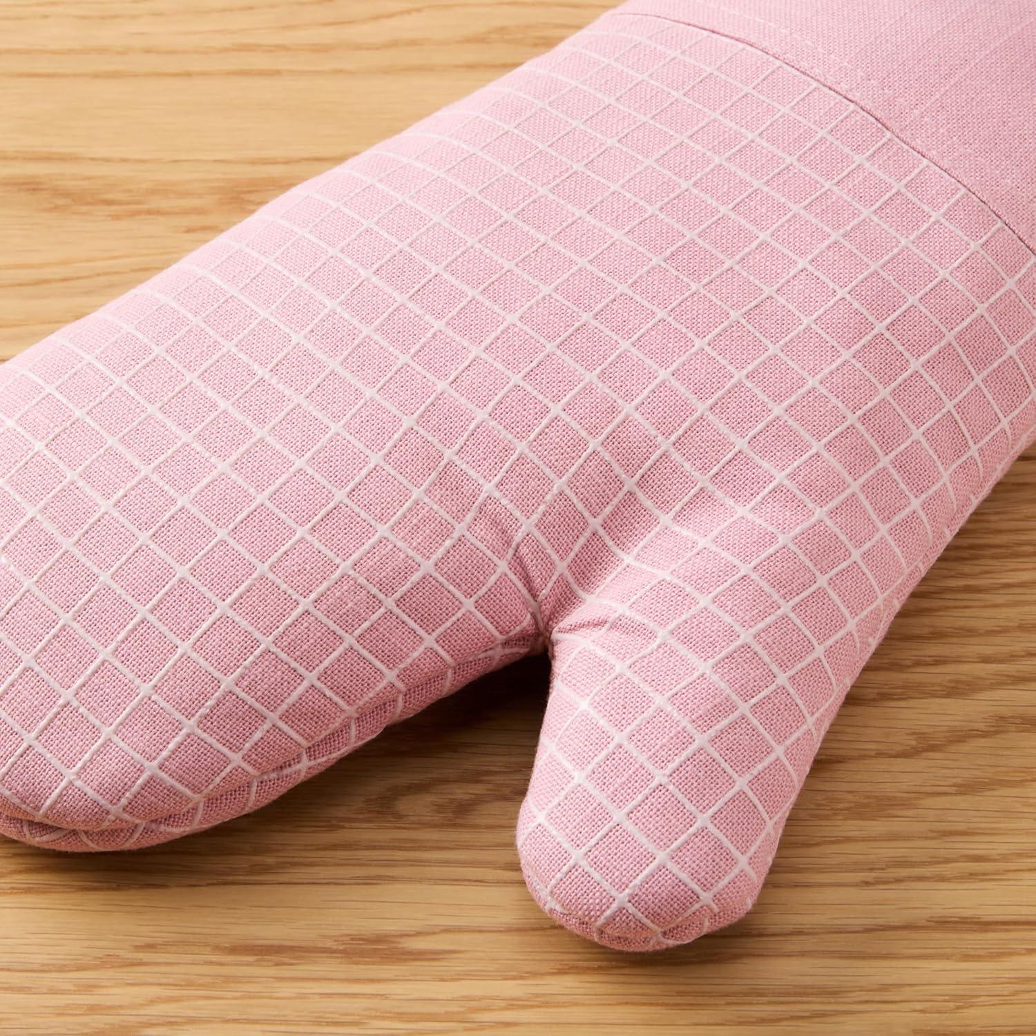 imageKITCHENAID Gourmet Series Gridlines Oven Mitts 2Pack Set Heat Resistant up to 600F Soft Silicone Grip Magnetic Cuff Dried Rose 7quotx14quotDried Rose