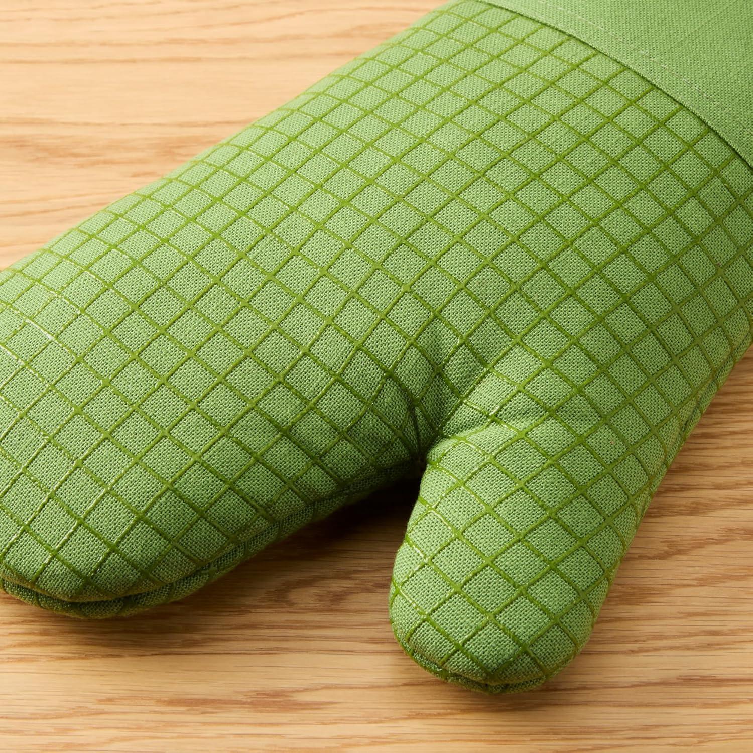 imageKITCHENAID Gourmet Series Gridlines Oven Mitts 2Pack Set Heat Resistant up to 600F Soft Silicone Grip Magnetic Cuff Dried Rose 7quotx14quotMatcha Green