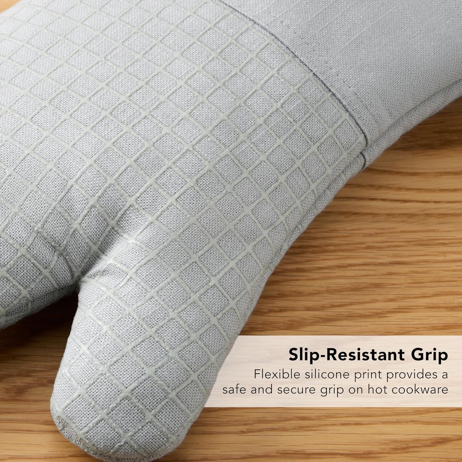 imageKITCHENAID Gourmet Series Gridlines Oven Mitts 2Pack Set Heat Resistant up to 600F Soft Silicone Grip Magnetic Cuff Dried Rose 7quotx14quotMatte Grey