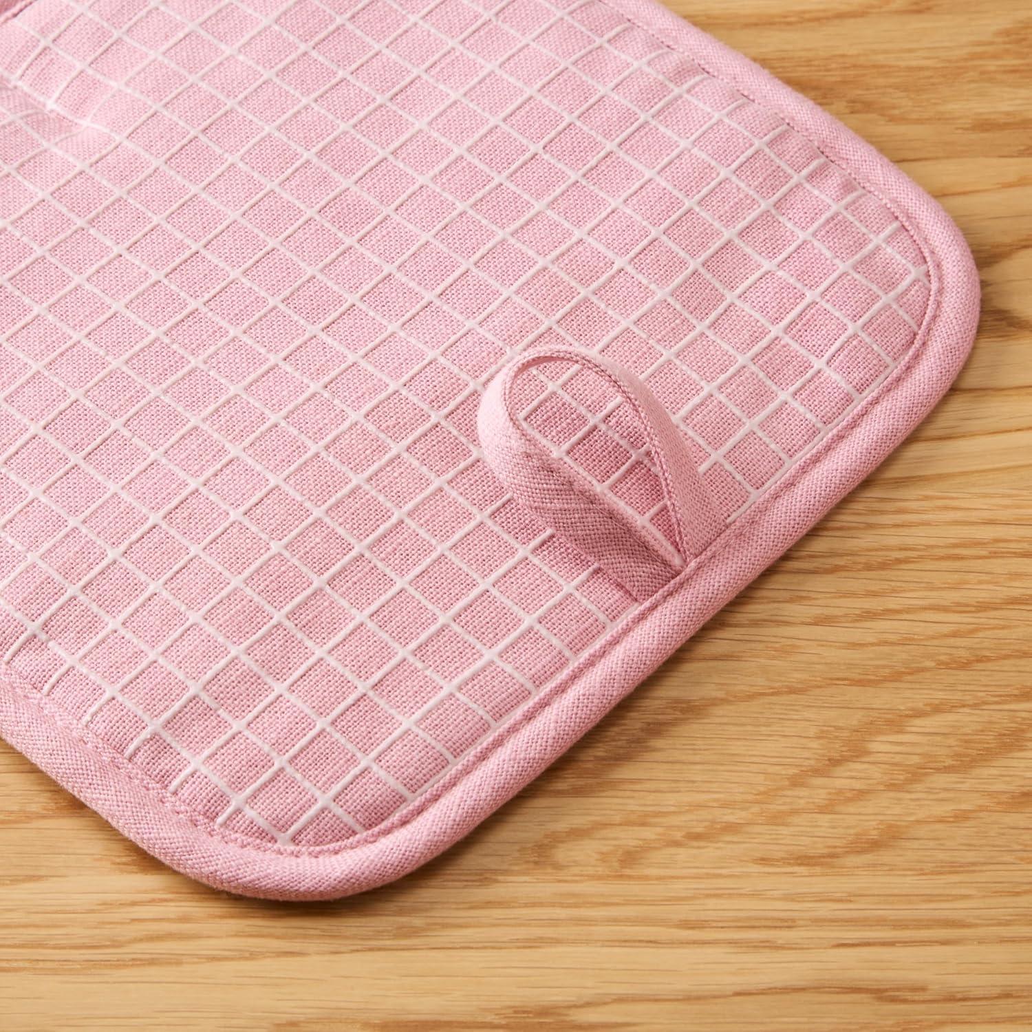 imageKITCHENAID Gourmet Series Gridlines Pot Holders 2Pack Set Heat Resistant up to 600F Soft Silicone Grip Magnetic Cuff Dried Rose 8quotx8quotDried Rose