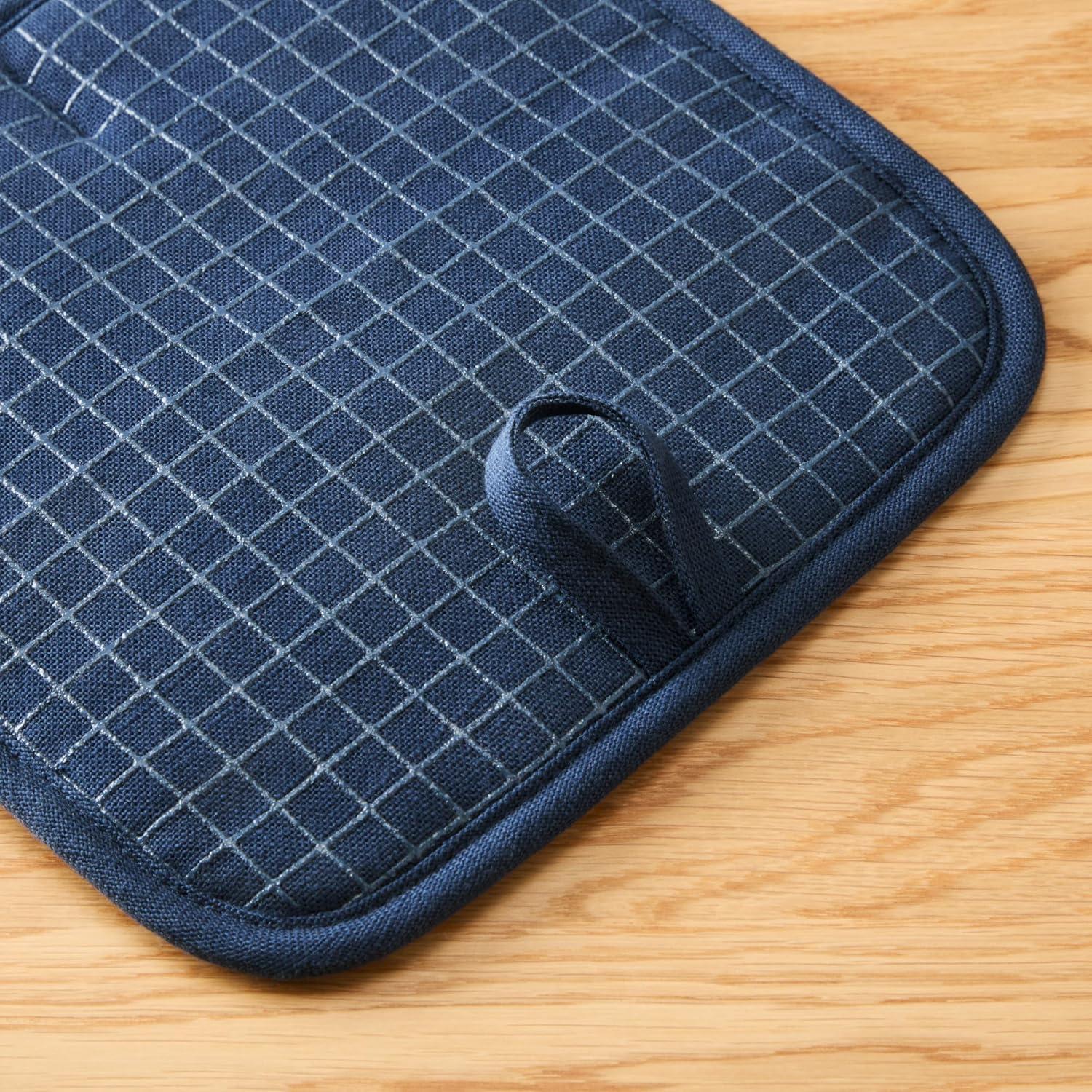 imageKITCHENAID Gourmet Series Gridlines Pot Holders 2Pack Set Heat Resistant up to 600F Soft Silicone Grip Magnetic Cuff Dried Rose 8quotx8quotInk Blue