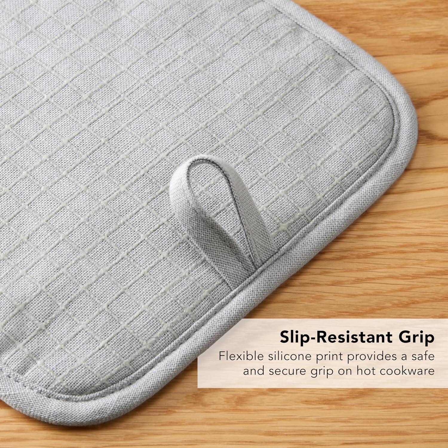 imageKITCHENAID Gourmet Series Gridlines Pot Holders 2Pack Set Heat Resistant up to 600F Soft Silicone Grip Magnetic Cuff Dried Rose 8quotx8quotMatte Grey