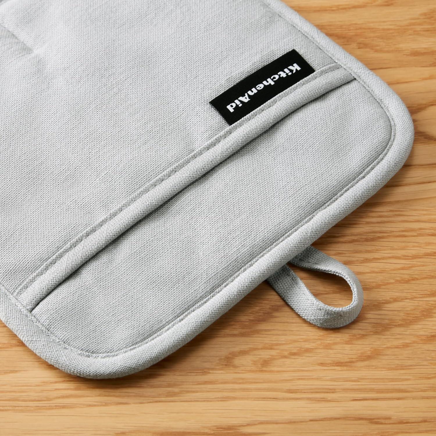 imageKITCHENAID Gourmet Series Gridlines Pot Holders 2Pack Set Heat Resistant up to 600F Soft Silicone Grip Magnetic Cuff Dried Rose 8quotx8quotMatte Grey