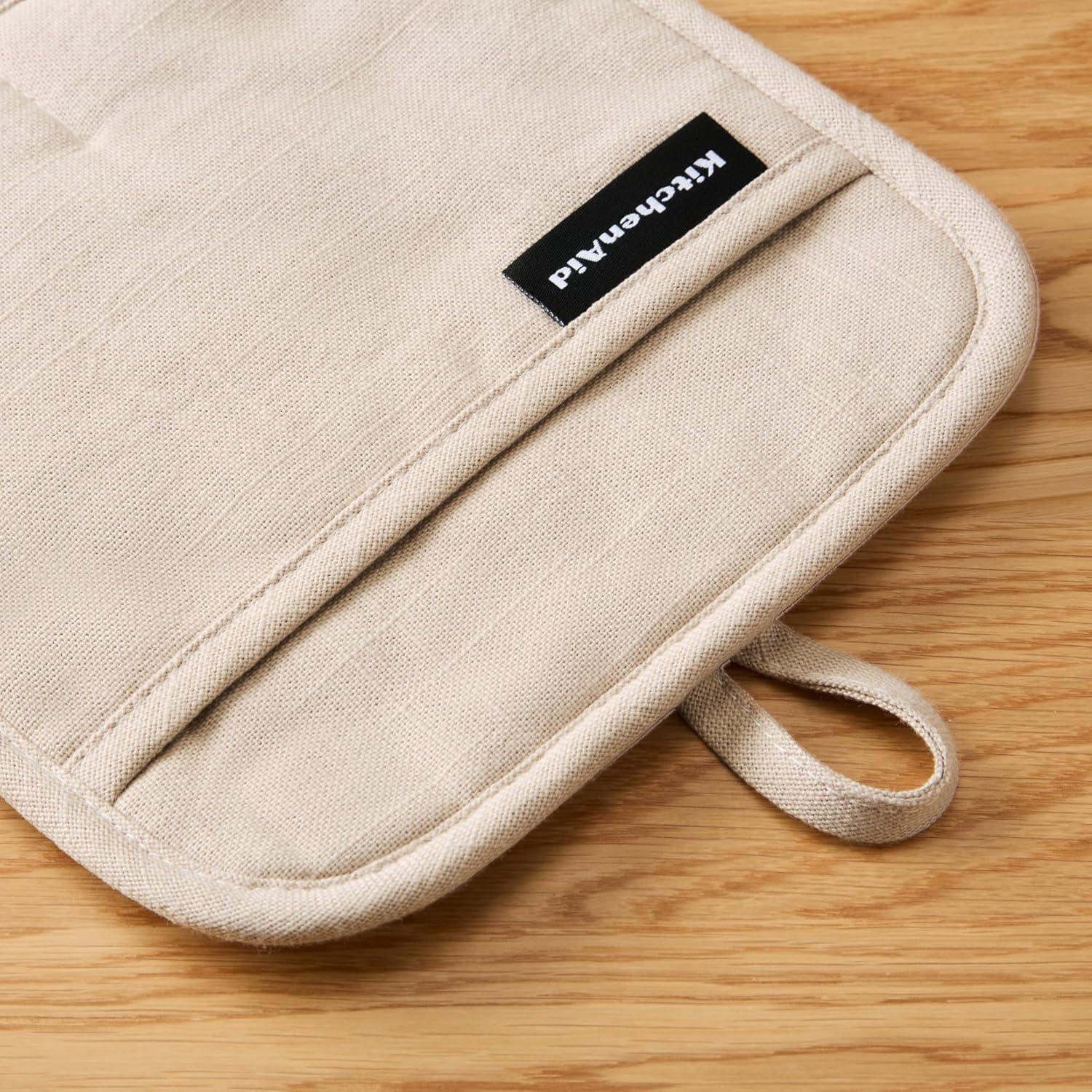 imageKITCHENAID Gourmet Series Gridlines Pot Holders 2Pack Set Heat Resistant up to 600F Soft Silicone Grip Magnetic Cuff Dried Rose 8quotx8quotMilkshake Tan