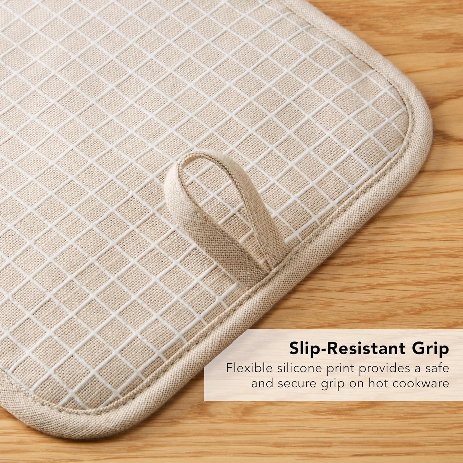 imageKITCHENAID Gourmet Series Gridlines Pot Holders 2Pack Set Heat Resistant up to 600F Soft Silicone Grip Magnetic Cuff Dried Rose 8quotx8quotMilkshake Tan