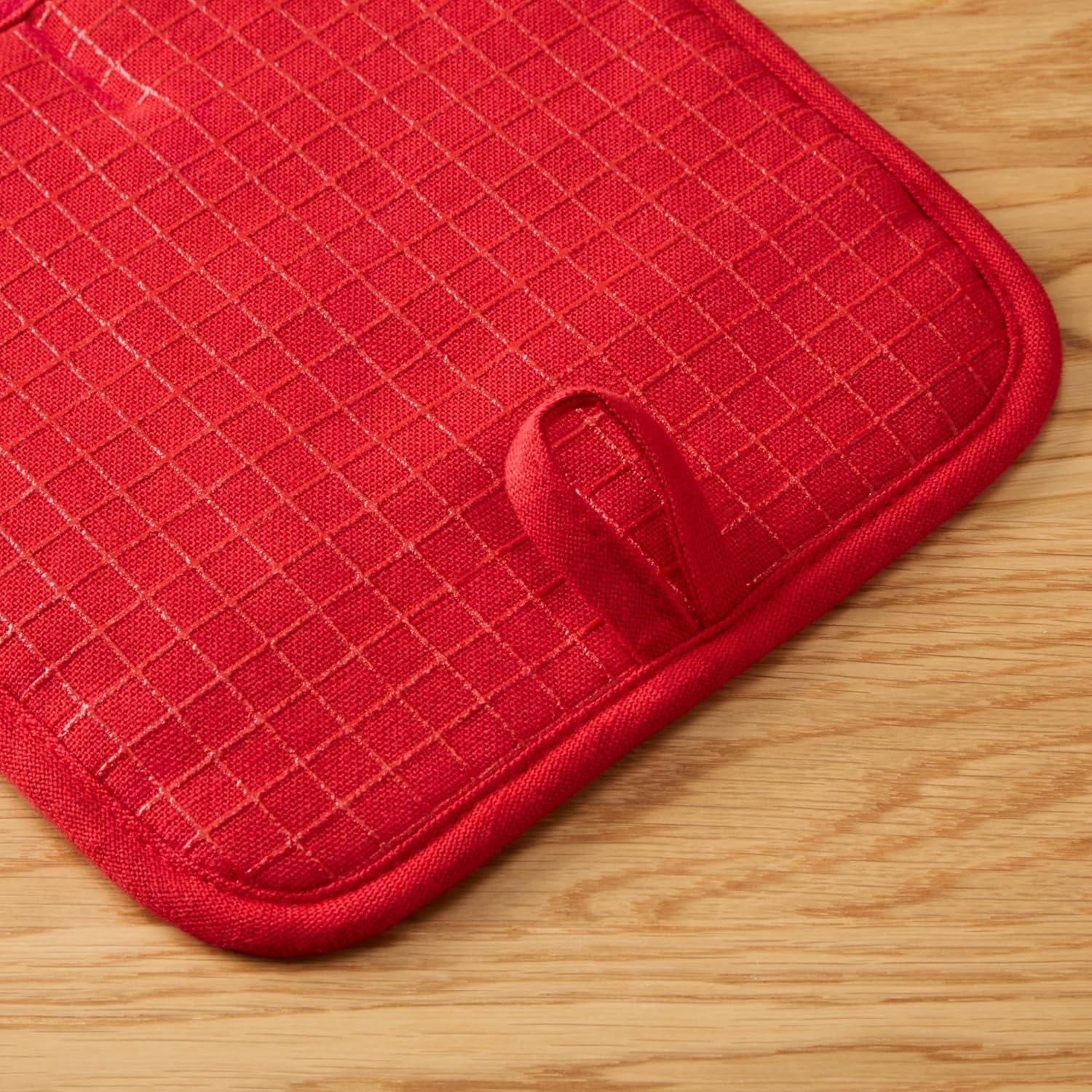 imageKITCHENAID Gourmet Series Gridlines Pot Holders 2Pack Set Heat Resistant up to 600F Soft Silicone Grip Magnetic Cuff Dried Rose 8quotx8quotPassion Red
