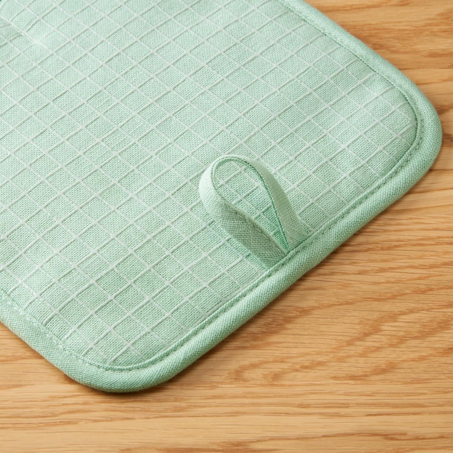 imageKITCHENAID Gourmet Series Gridlines Pot Holders 2Pack Set Heat Resistant up to 600F Soft Silicone Grip Magnetic Cuff Dried Rose 8quotx8quotPistachio Green