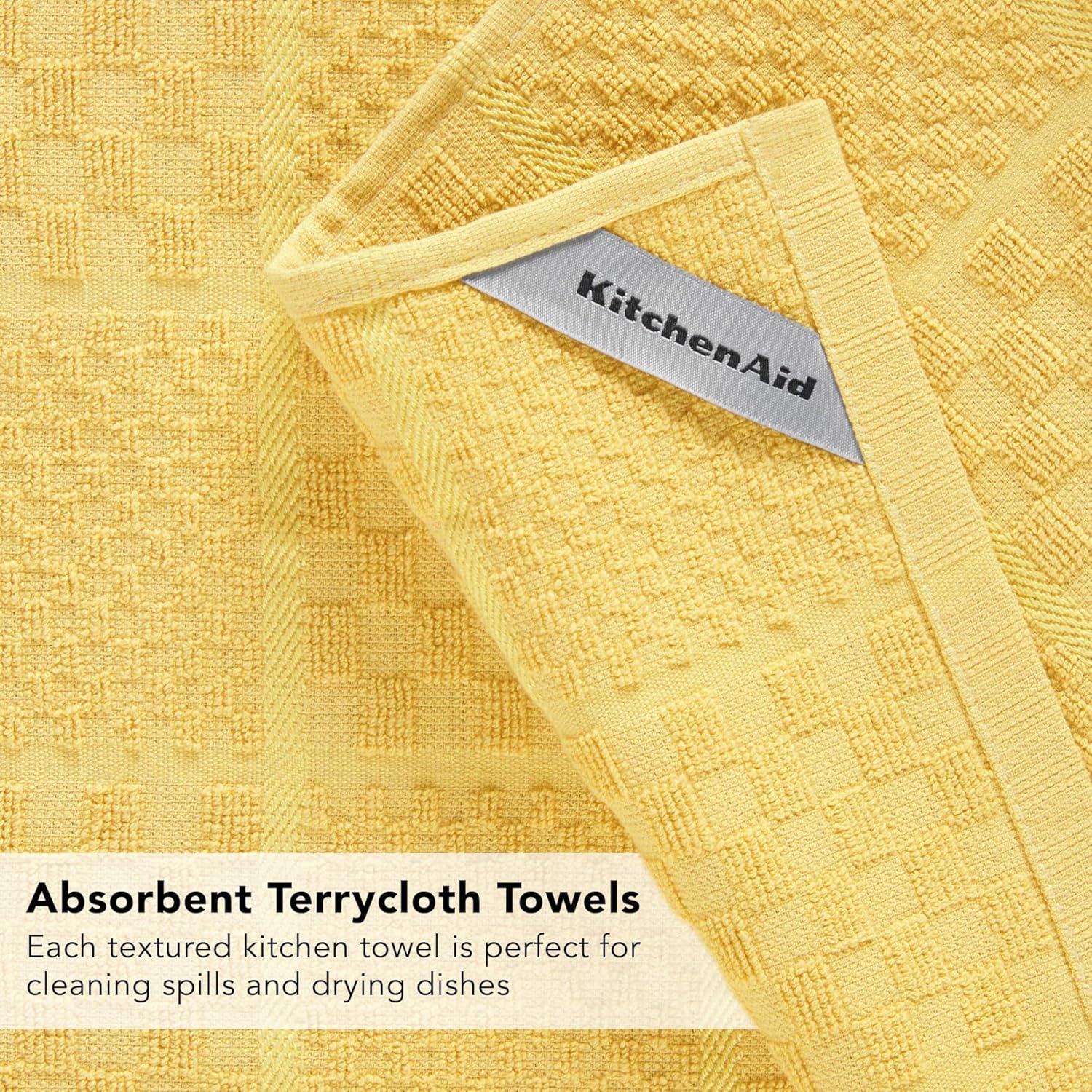 imageKITCHENAID Quilted Cotton Terry Cloth Oven Mitt Pot Holder Kitchen Towel 4Pack Set Heat Resistant Silicone Grip 16quotx26quot 7quotx13quot ampamp 7quotx10quot Aqua SkyButter Yellow