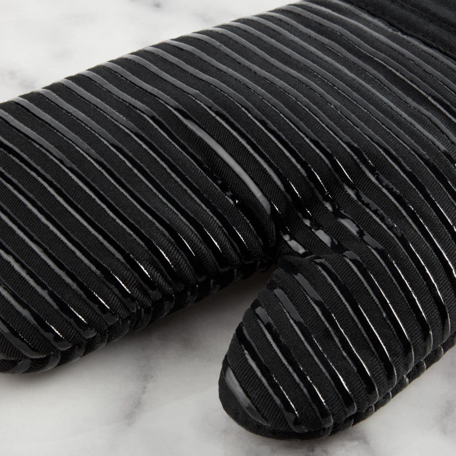 imageKITCHENAID Quilted Cotton Terry Cloth Oven Mitt Pot Holder Kitchen Towel 4Pack Set Heat Resistant Silicone Grip 16quotx26quot 7quotx13quot ampamp 7quotx10quot Aqua SkyMatte Black