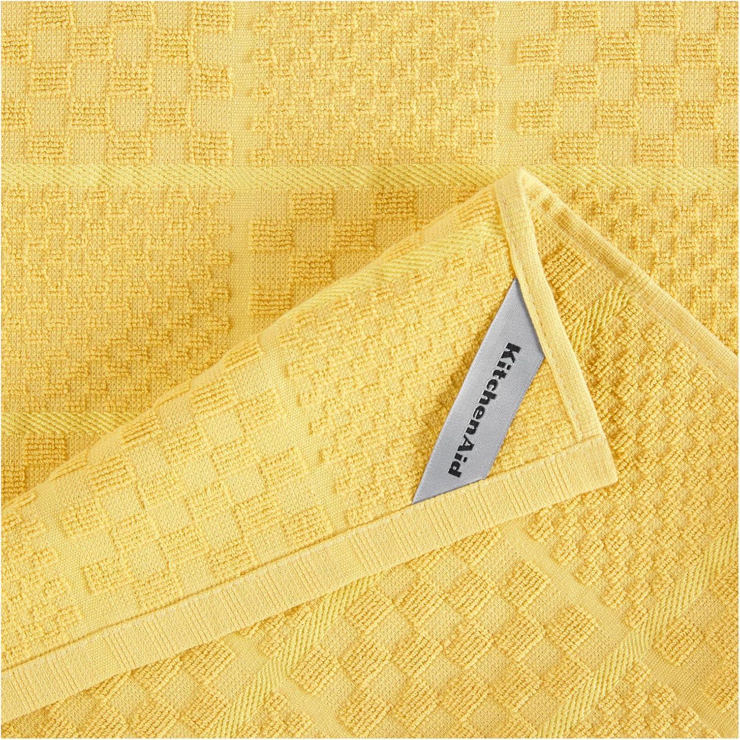 imageKITCHENAID Quilted Cotton Terry Cloth Oven Mitt Pot Holder Kitchen Towel 4Pack Set Heat Resistant Silicone Grip 16quotx26quot 7quotx13quot ampamp 7quotx10quot Aqua SkyButter Yellow