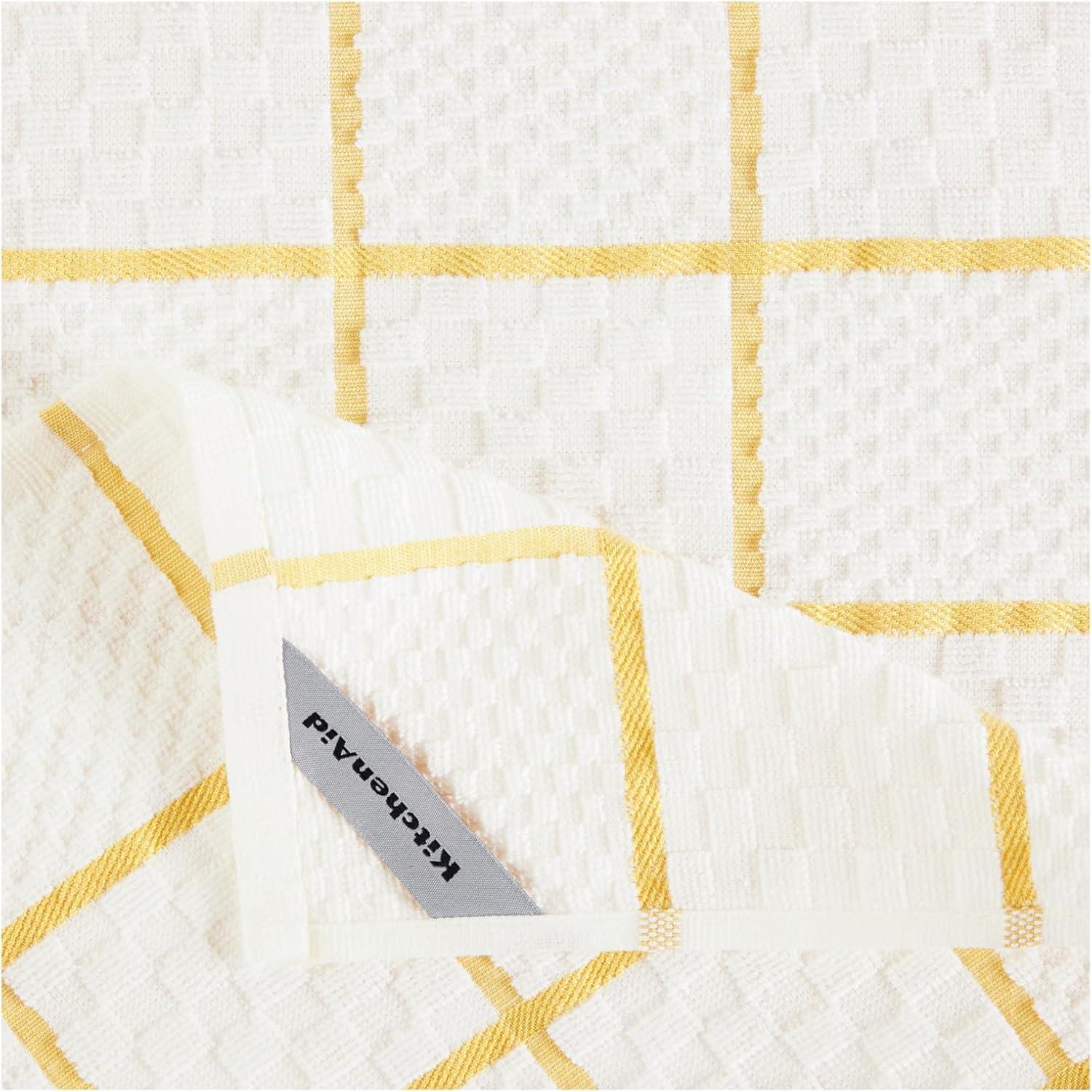 imageKITCHENAID Quilted Cotton Terry Cloth Oven Mitt Pot Holder Kitchen Towel 4Pack Set Heat Resistant Silicone Grip 16quotx26quot 7quotx13quot ampamp 7quotx10quot Aqua SkyButter Yellow