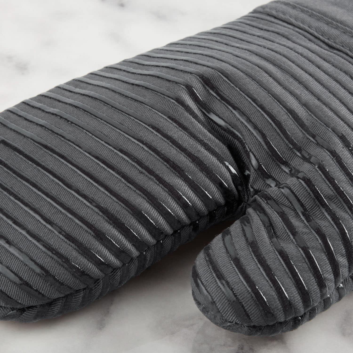 imageKITCHENAID Quilted Cotton Terry Cloth Oven Mitt Pot Holder Kitchen Towel 4Pack Set Heat Resistant Silicone Grip 16quotx26quot 7quotx13quot ampamp 7quotx10quot Aqua SkyCharcoal Grey