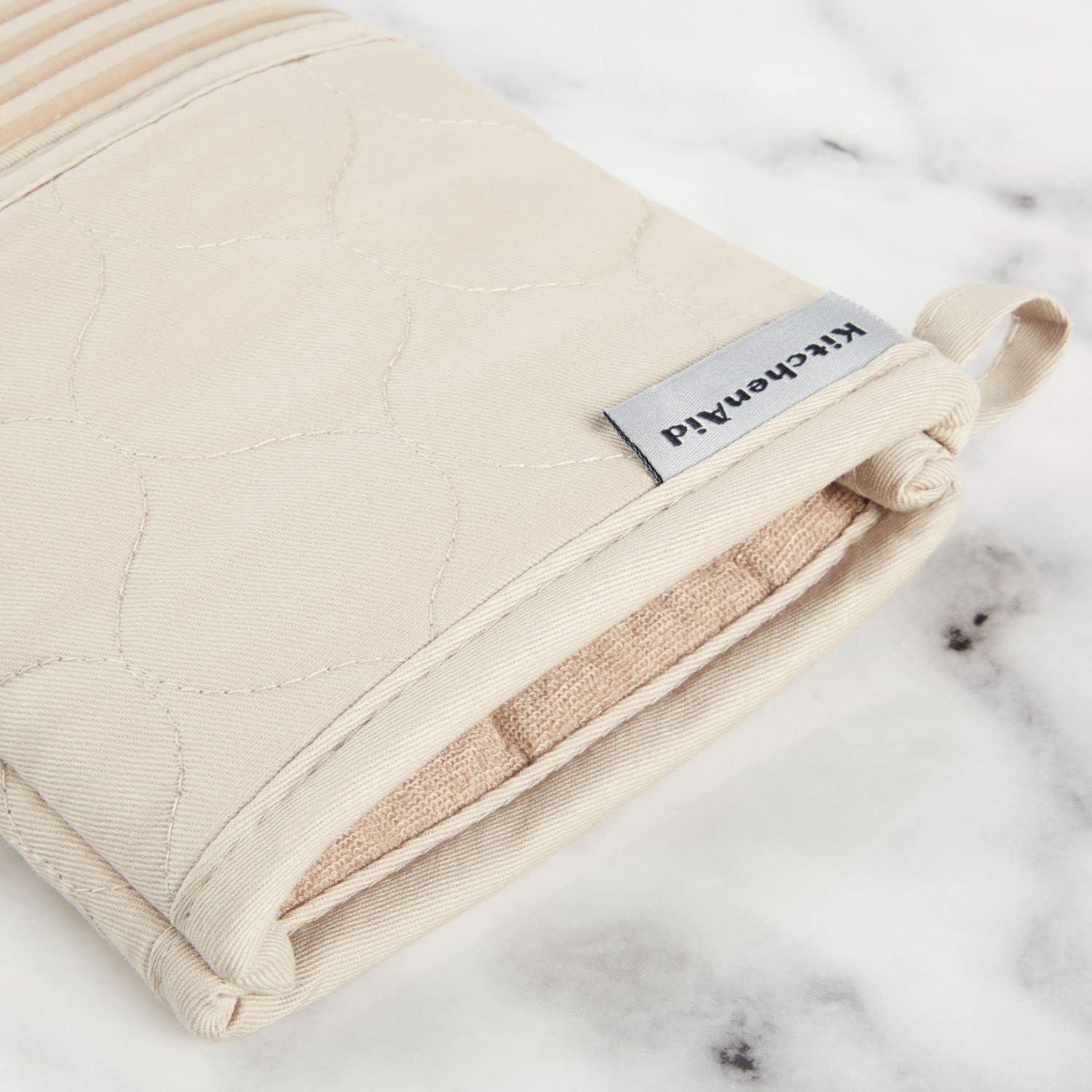 imageKITCHENAID Quilted Cotton Terry Cloth Oven Mitt Pot Holder Kitchen Towel 4Pack Set Heat Resistant Silicone Grip 16quotx26quot 7quotx13quot ampamp 7quotx10quot Aqua SkyMilkshake