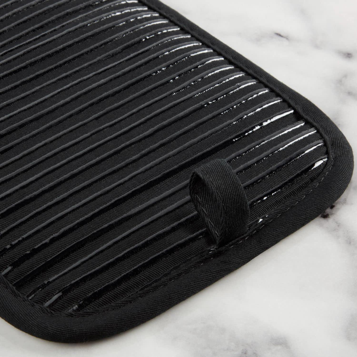 imageKITCHENAID Quilted Cotton Terry Cloth Oven Mitt Pot Holder Kitchen Towel 4Pack Set Heat Resistant Silicone Grip 16quotx26quot 7quotx13quot ampamp 7quotx10quot Aqua SkyMatte Black