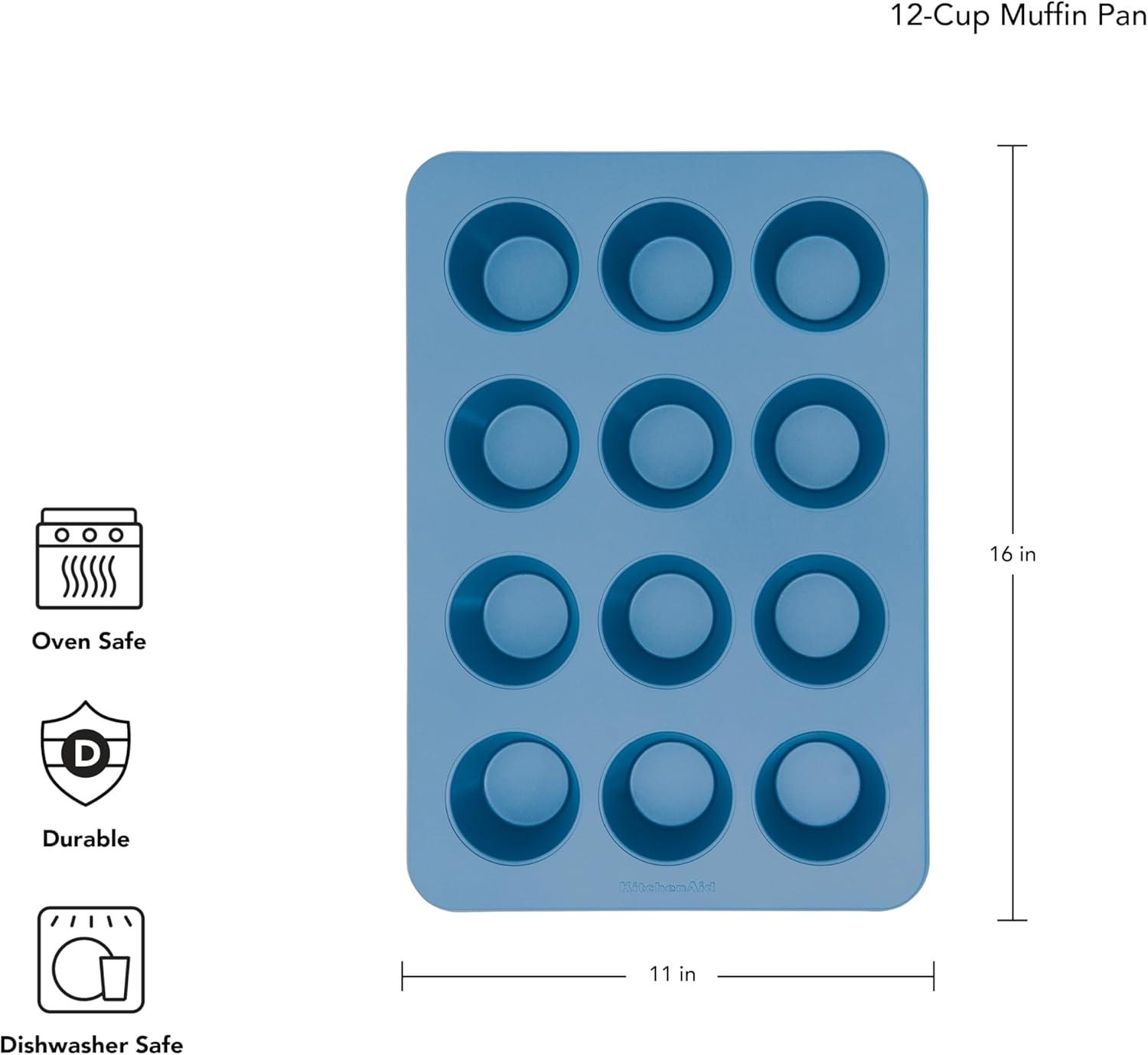 imageKitchenAid 12Cup Nonstick Aluminized Steel Muffin Pan PistachioBlue Velvet