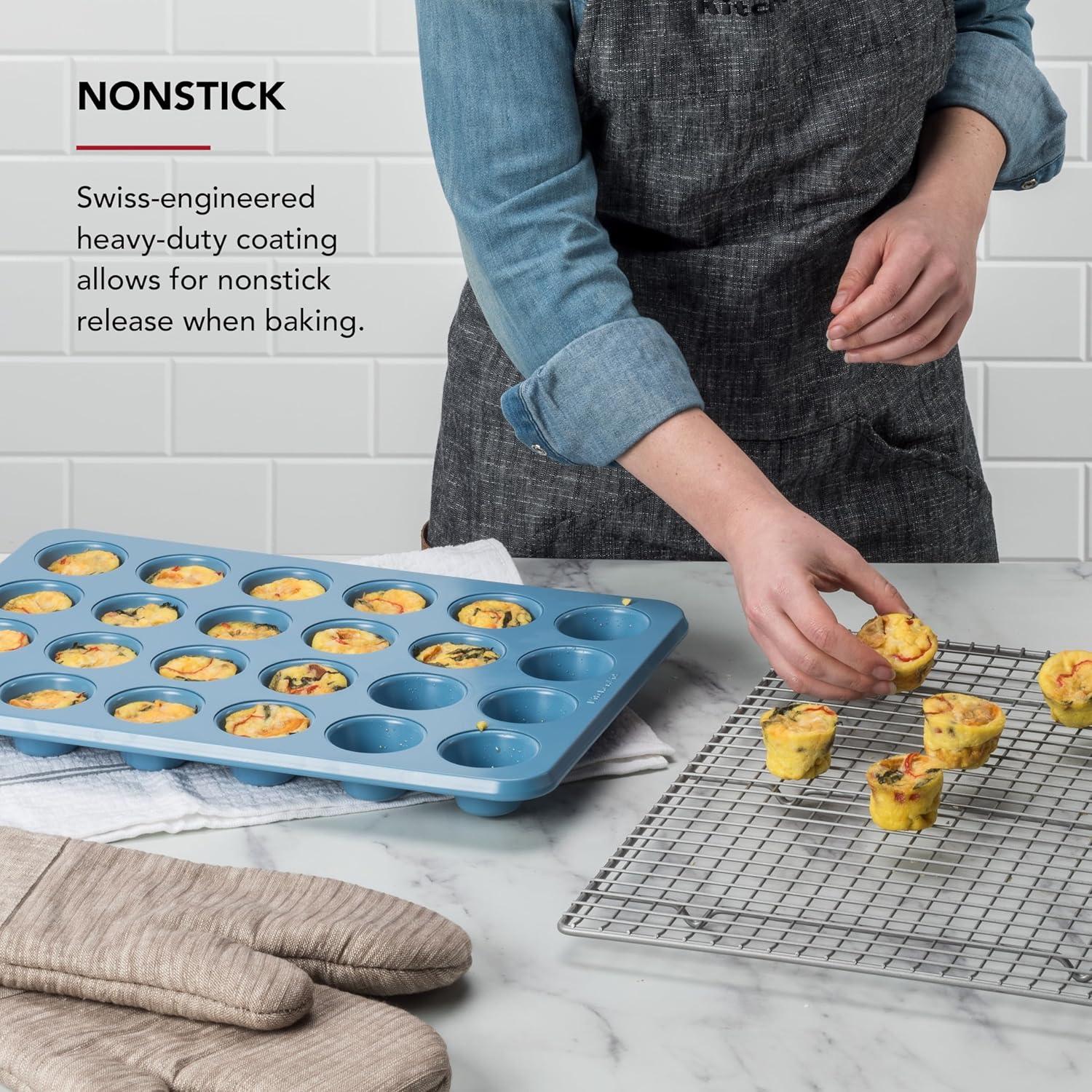 imageKitchenAid 12Cup Nonstick Aluminized Steel Muffin Pan PistachioBlue Velvet