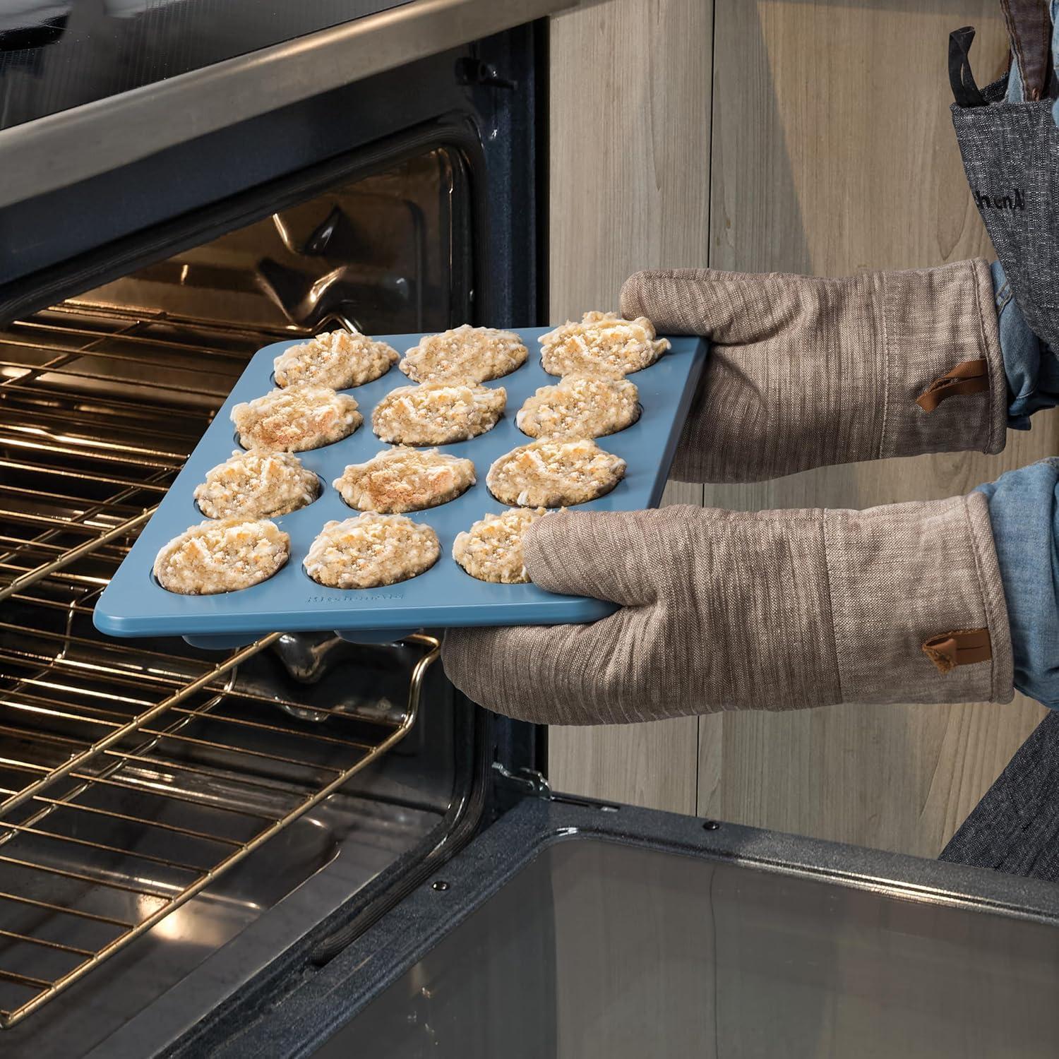 imageKitchenAid 12Cup Nonstick Aluminized Steel Muffin Pan PistachioBlue Velvet