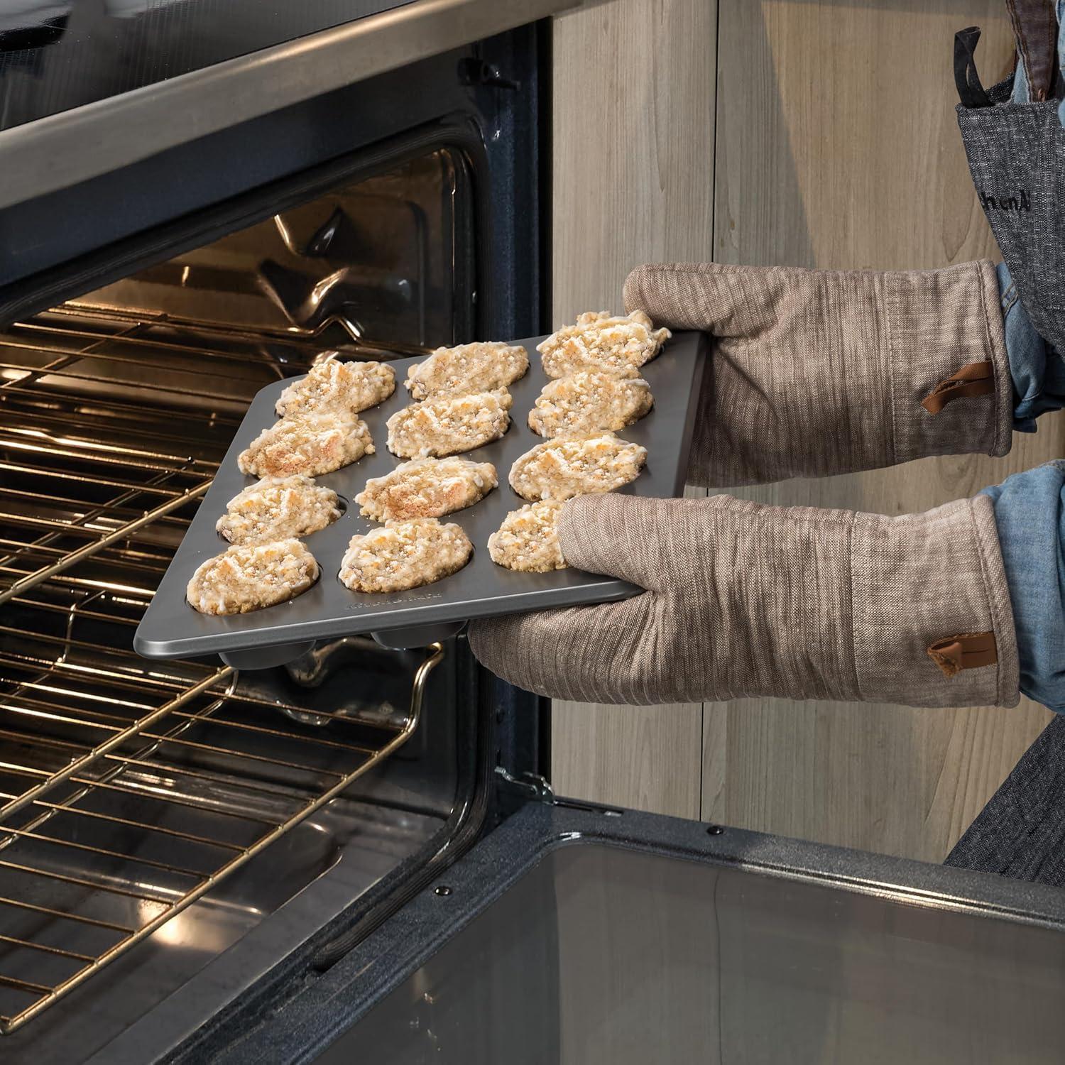 imageKitchenAid 12Cup Nonstick Aluminized Steel Muffin Pan PistachioContour Silver