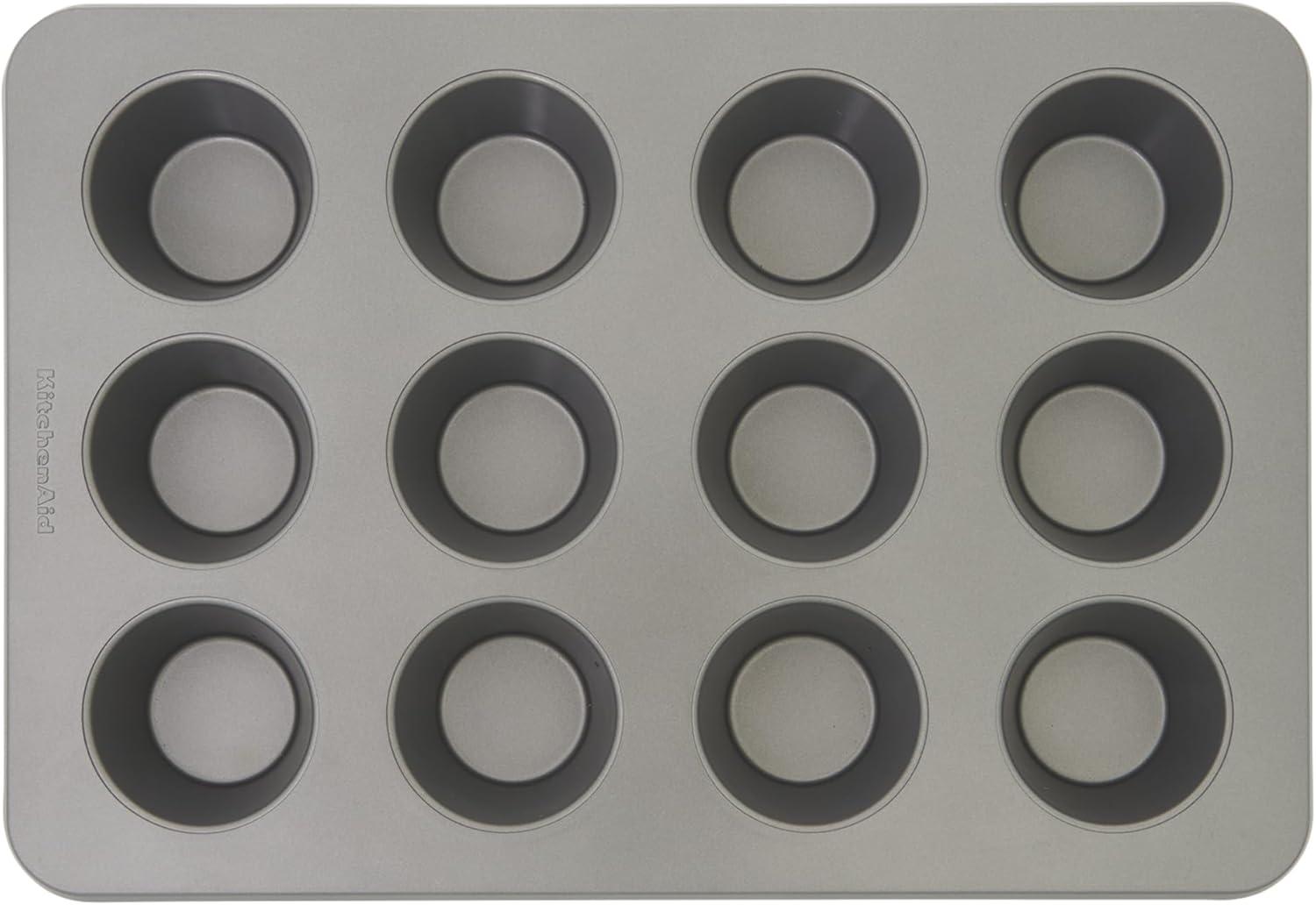 imageKitchenAid 12Cup Nonstick Aluminized Steel Muffin Pan PistachioContour Silver