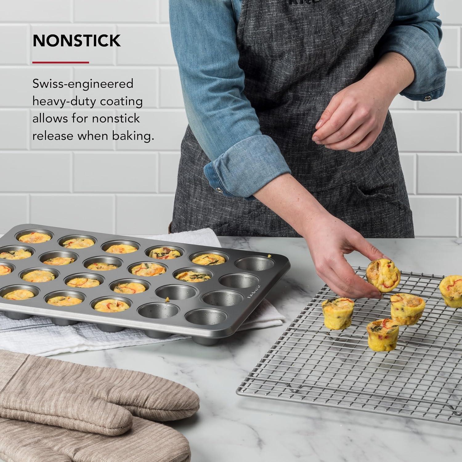 imageKitchenAid 12Cup Nonstick Aluminized Steel Muffin Pan PistachioContour Silver