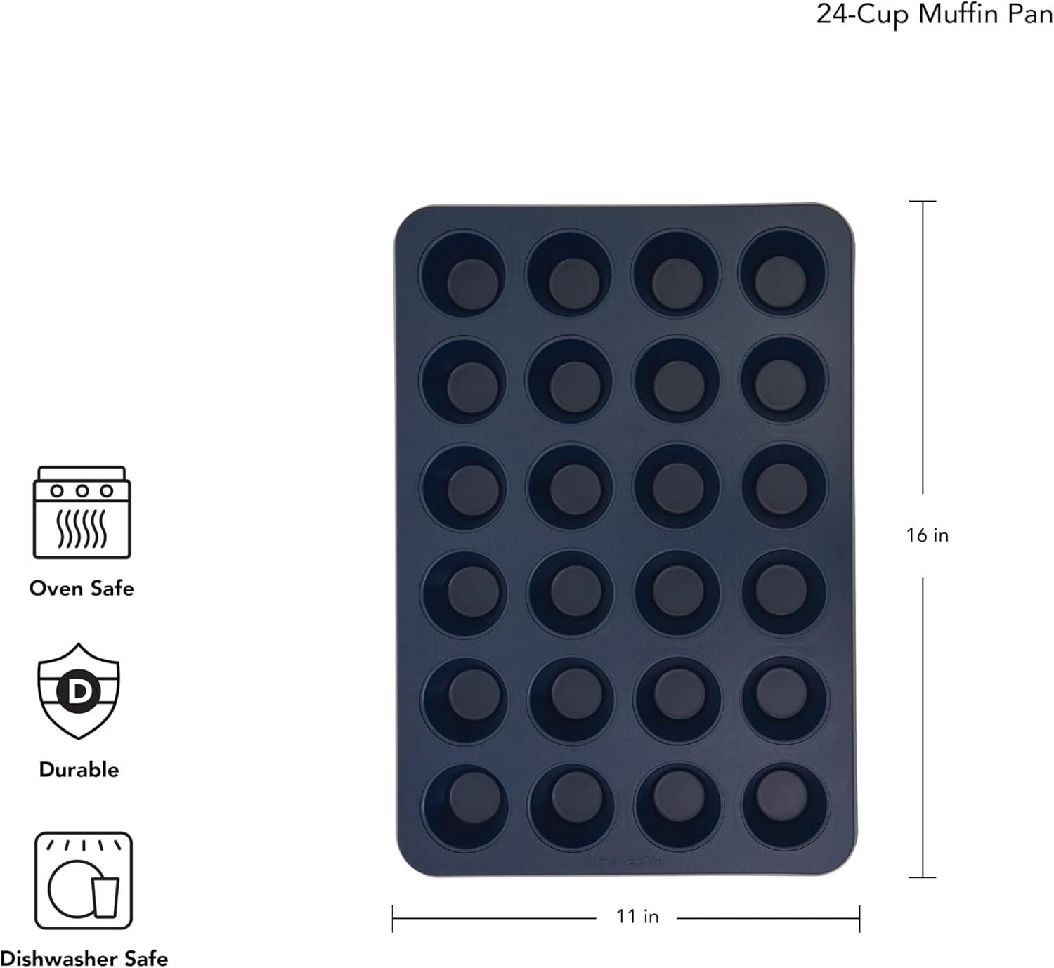 imageKitchenAid 12Cup Nonstick Aluminized Steel Muffin Pan PistachioInk Blue