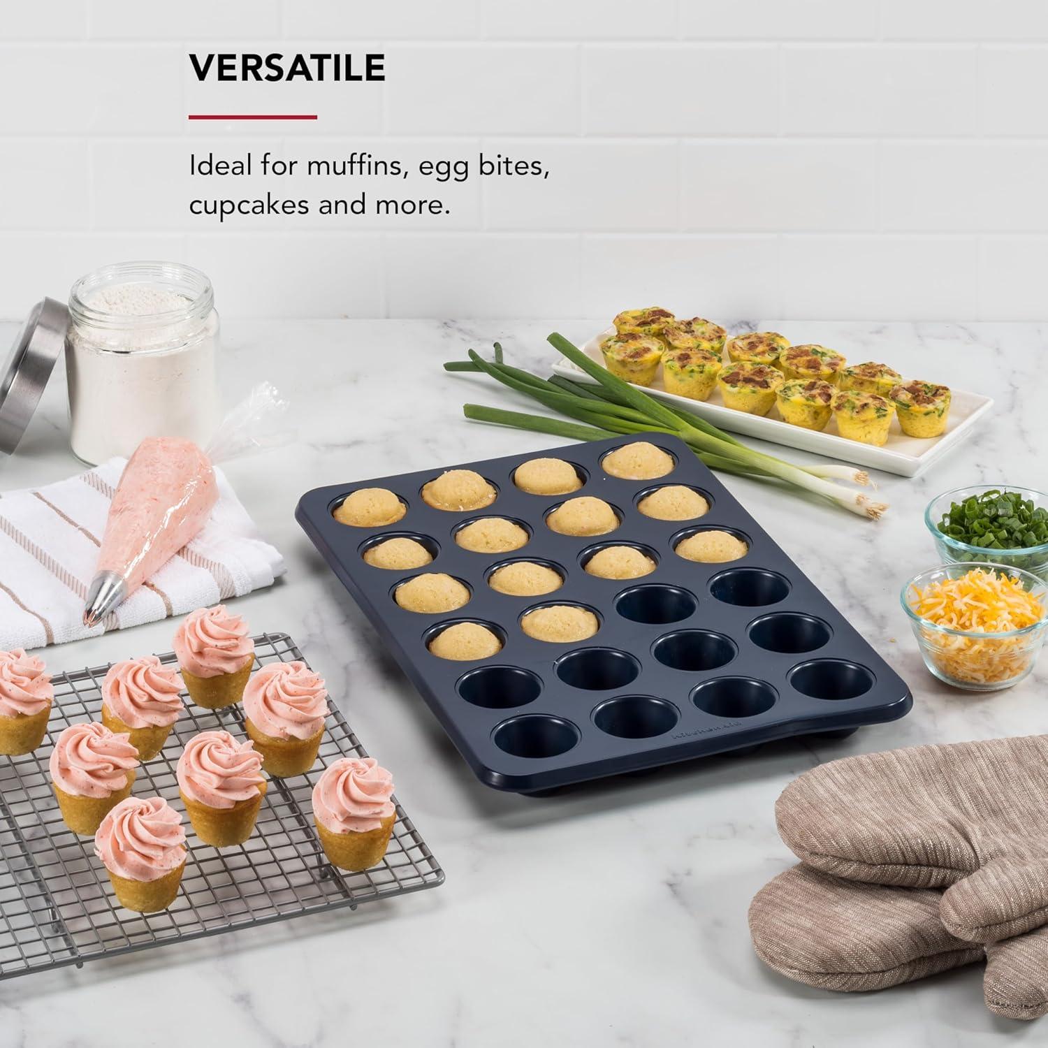 imageKitchenAid 12Cup Nonstick Aluminized Steel Muffin Pan PistachioInk Blue