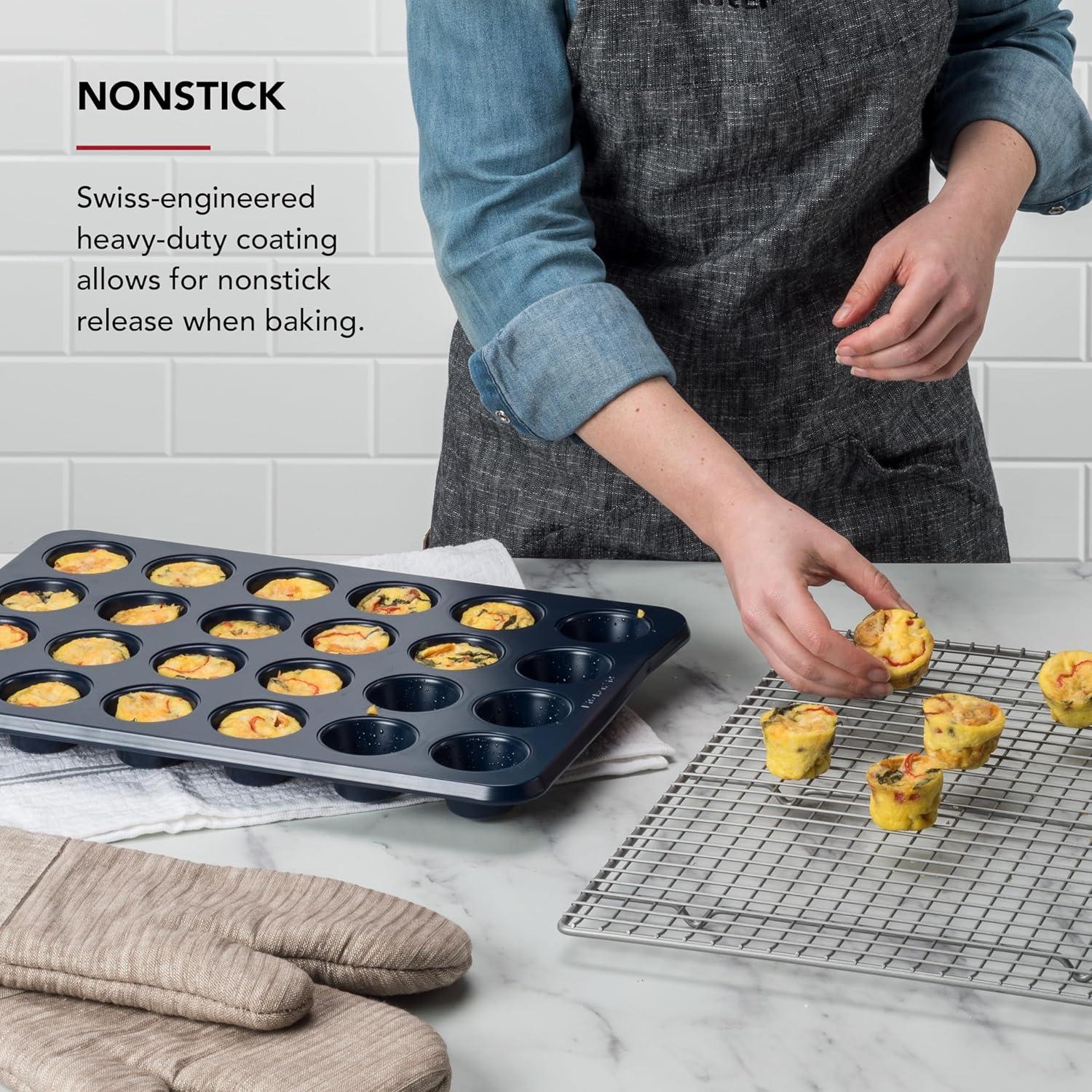 imageKitchenAid 12Cup Nonstick Aluminized Steel Muffin Pan PistachioInk Blue