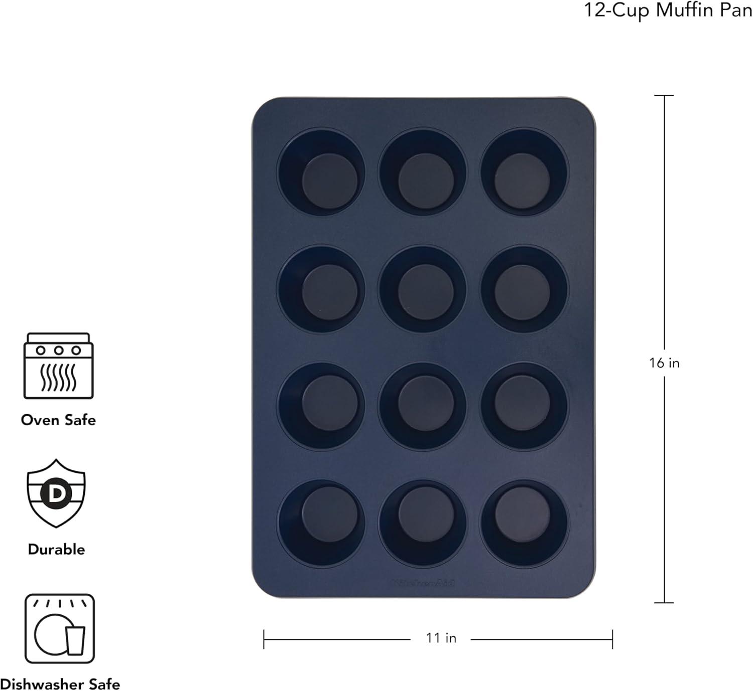 imageKitchenAid 12Cup Nonstick Aluminized Steel Muffin Pan PistachioInk Blue