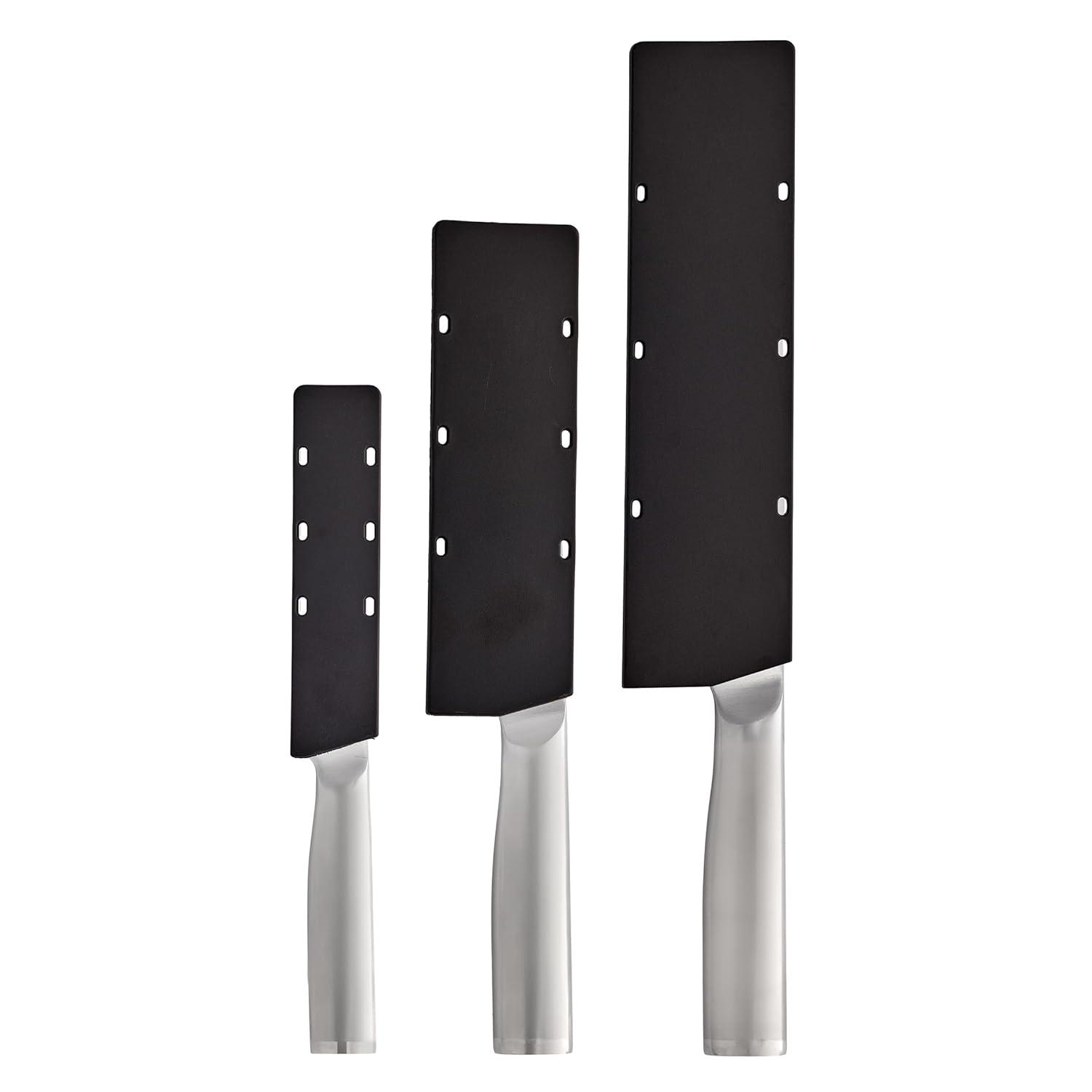 imageKitchenAid 3 Piece Forged Chef Knife Set High Carbon Japanese Steel Includes 8 Inch Chef Knife 5 Inch Santoku Knife and 35 Inch Paring Knife with Blade Covers
