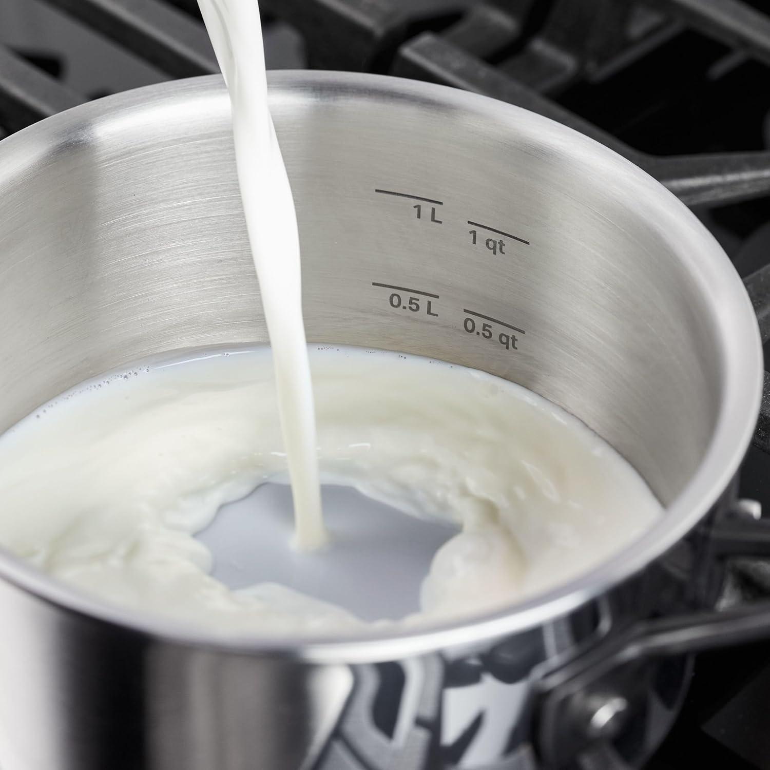 imageKitchenAid 30050 5Ply Clad Polished Stainless Steel Saucepan with Lid 3 Quart Polished Stainless SteelPolished Stainless Steel