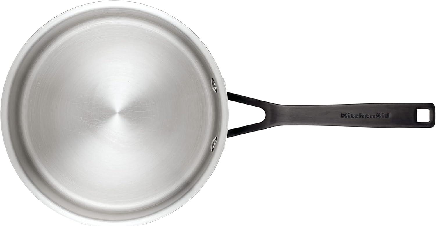 imageKitchenAid 30050 5Ply Clad Polished Stainless Steel Saucepan with Lid 3 Quart Polished Stainless SteelStainless Steel