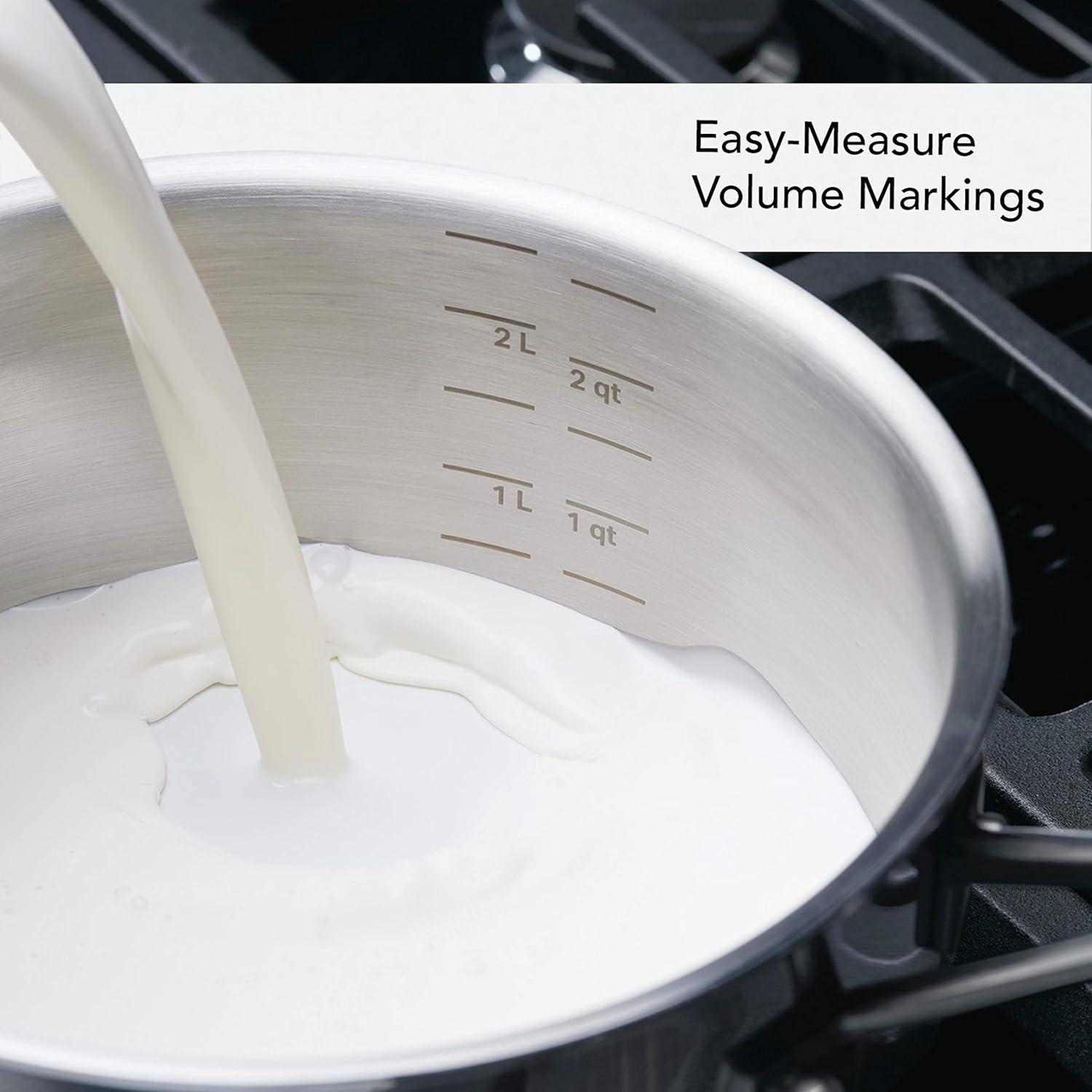 imageKitchenAid 30050 5Ply Clad Polished Stainless Steel Saucepan with Lid 3 Quart Polished Stainless SteelStainless Steel