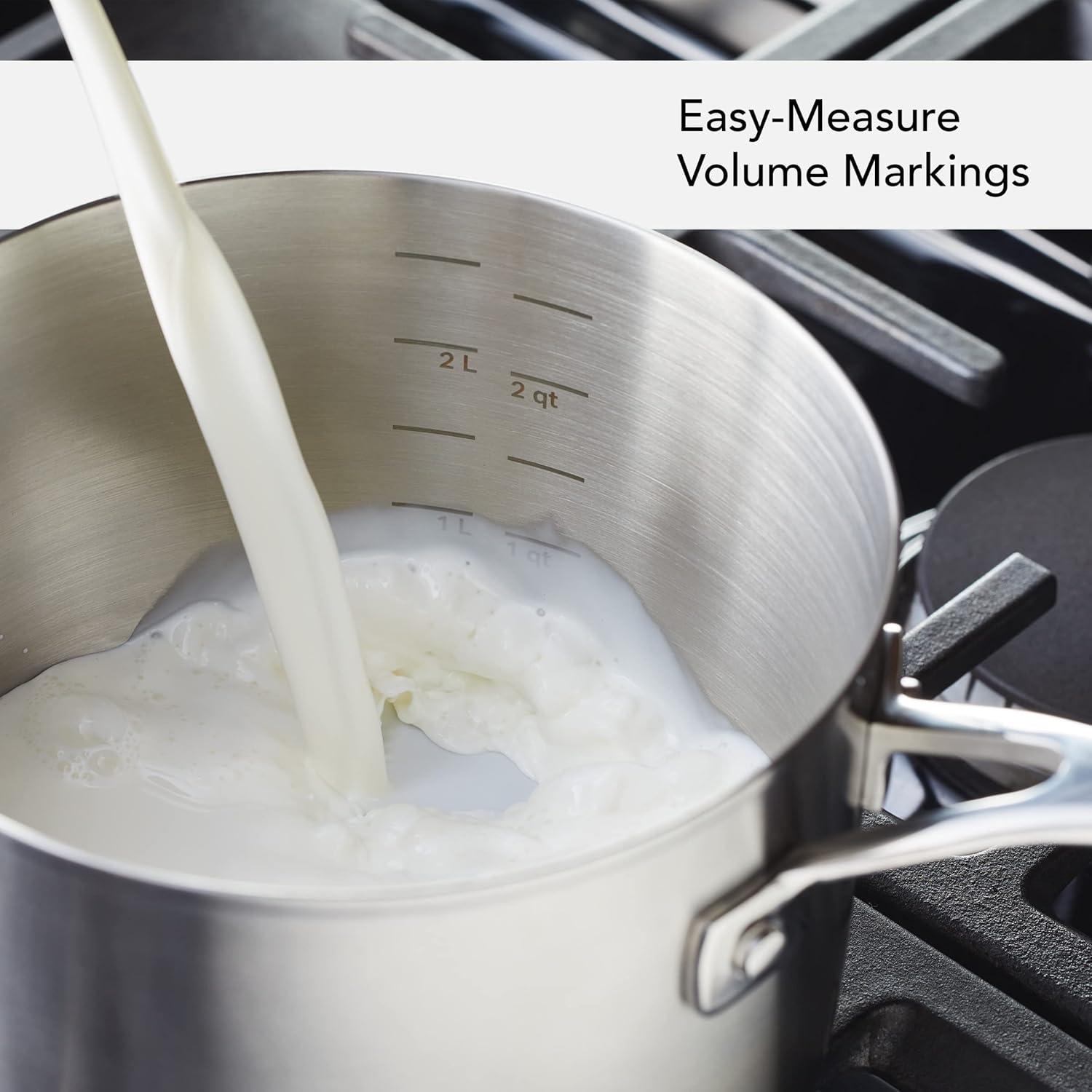 imageKitchenAid 3Ply Base Brushed Stainless Steel Sauce PanSaucepan with Lid 3 Quart Brushed Stainless Steel