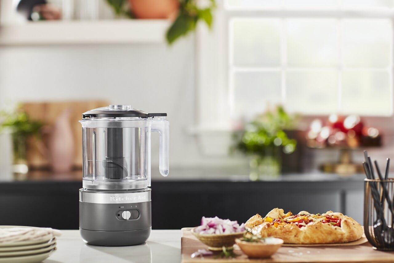 imageKitchenAid 5 Cup Food Chopper Cordless KFCB519VB Blue VelvetCharcoal Grey
