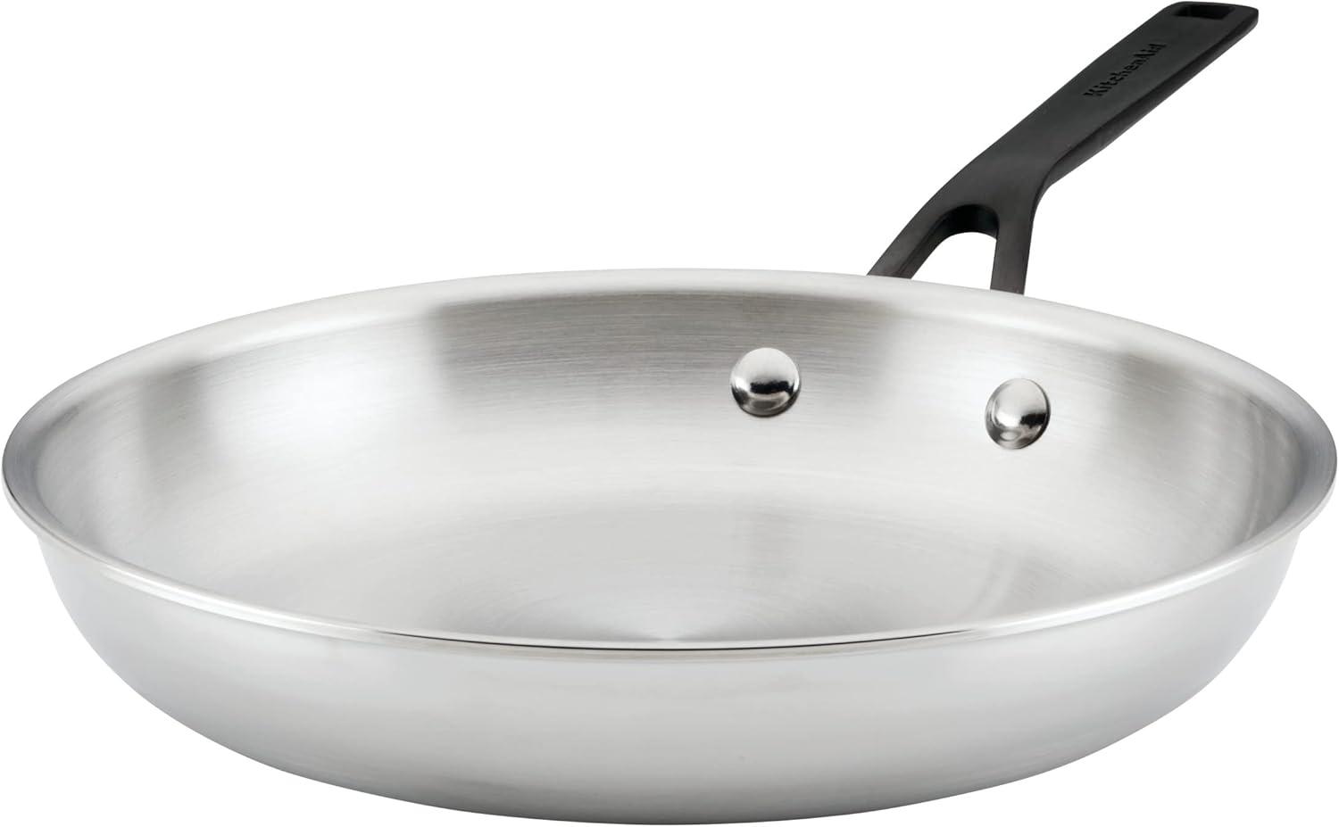 imageKitchenAid 5Ply Clad Polished Stainless Steel Frying PanSkillet 10 Inch Stainless SteelStainless Steel