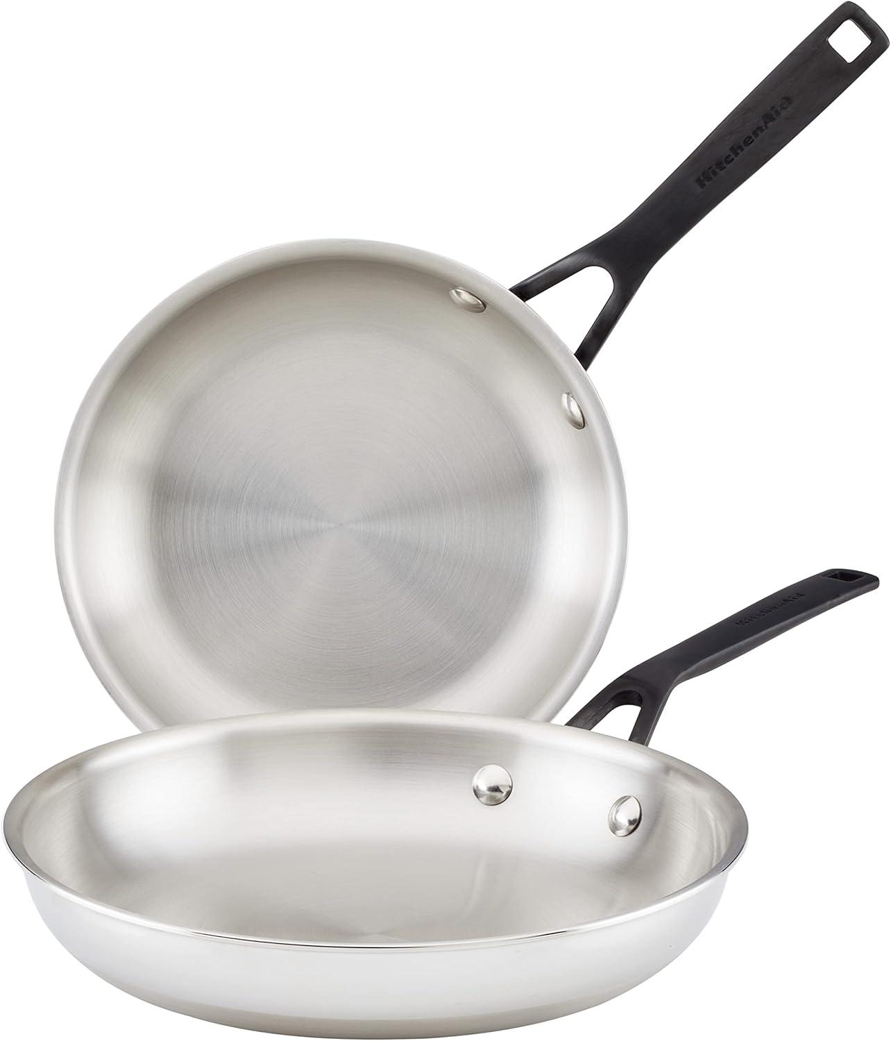 imageKitchenAid 5Ply Clad Polished Stainless Steel Frying PanSkillet 10 Inch Stainless SteelStainless Steel