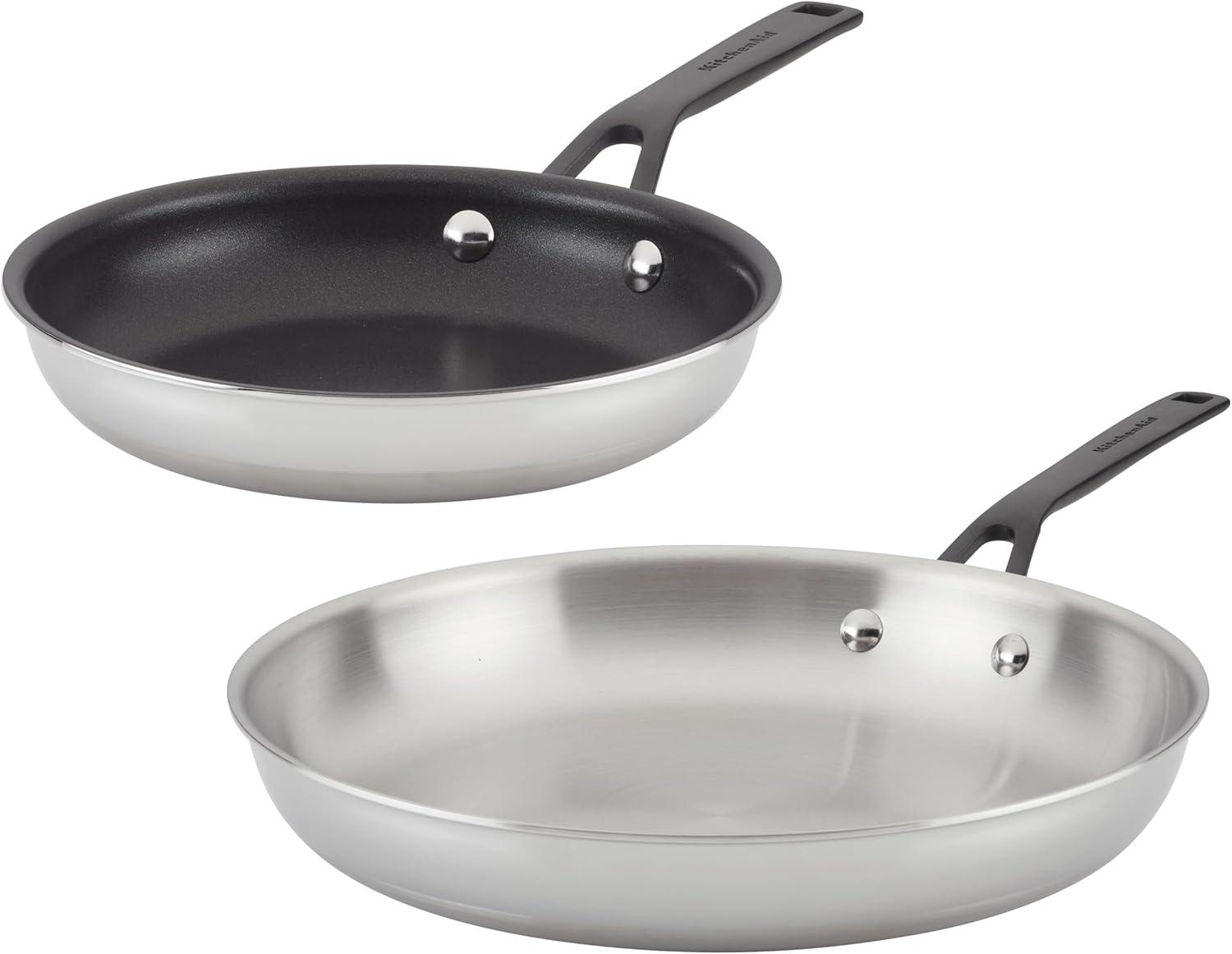 imageKitchenAid 5Ply Clad Polished Stainless Steel Frying PanSkillet 10 Inch Stainless SteelStainless Steel