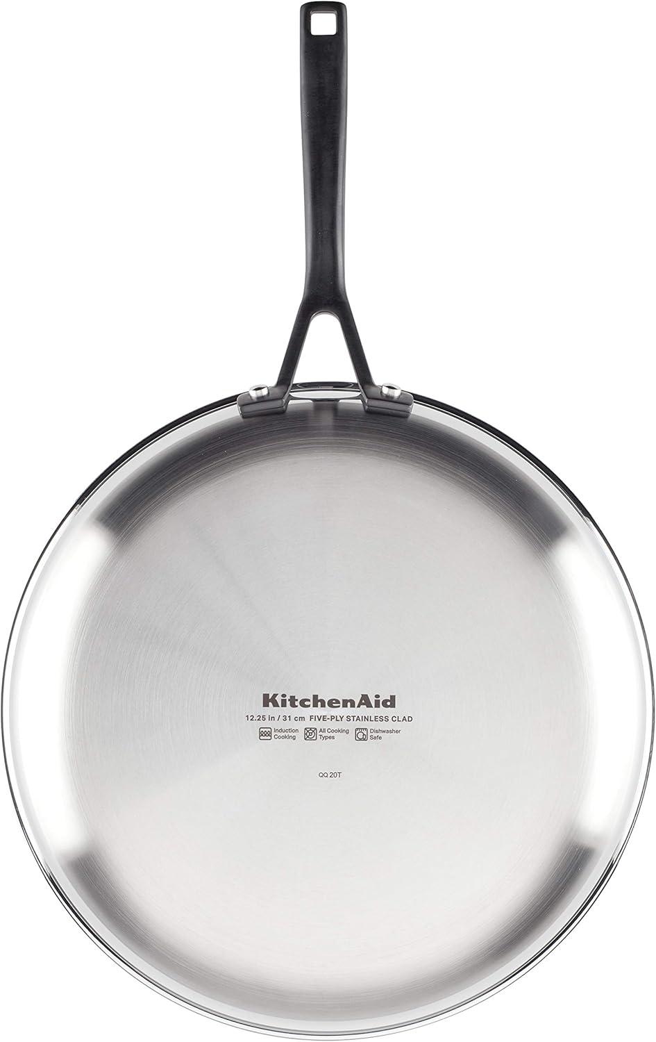 imageKitchenAid 5Ply Clad Polished Stainless Steel Frying PanSkillet 10 Inch Stainless SteelStainless Steel