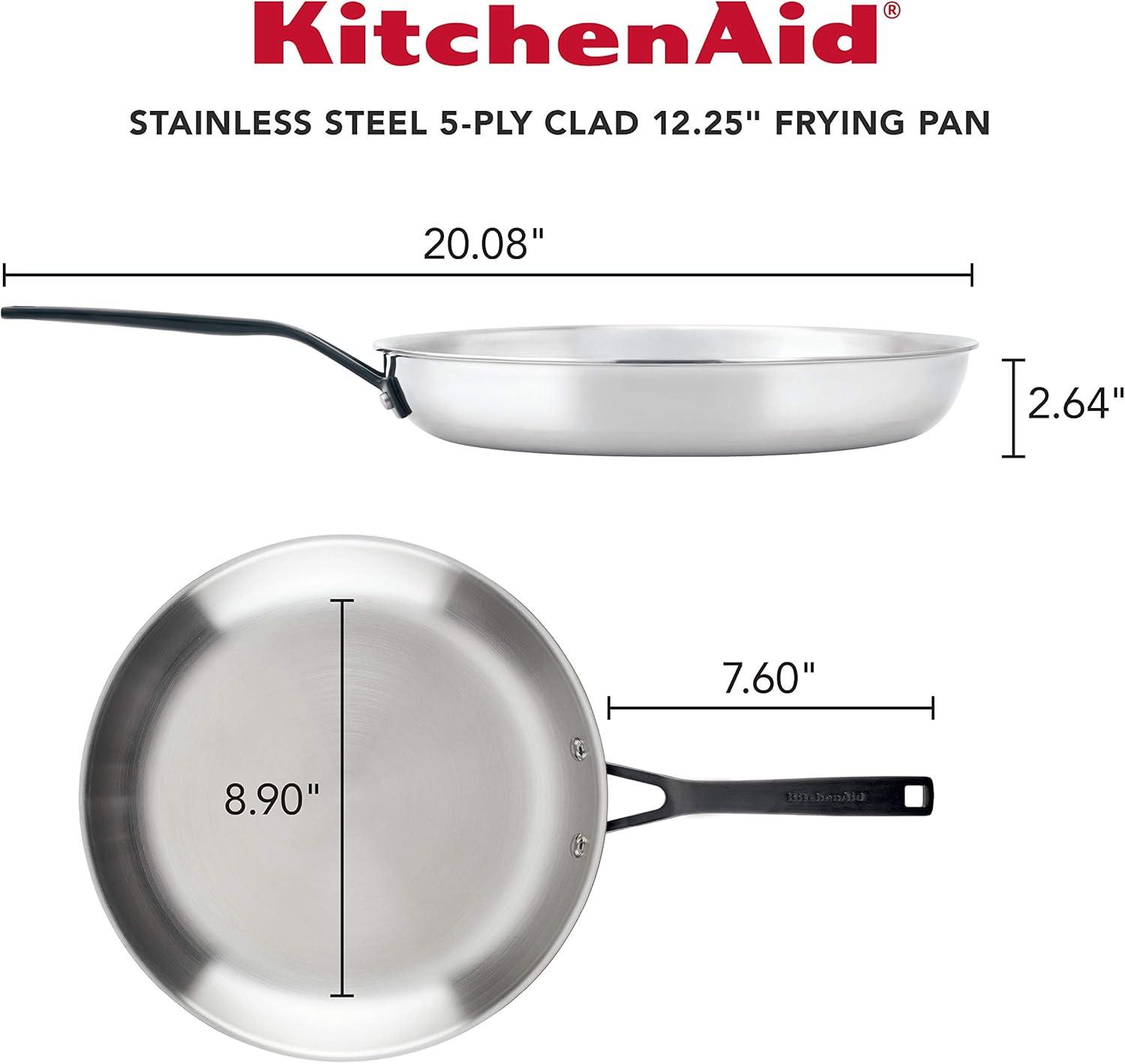 imageKitchenAid 5Ply Clad Polished Stainless Steel Frying PanSkillet 10 Inch Stainless SteelStainless Steel