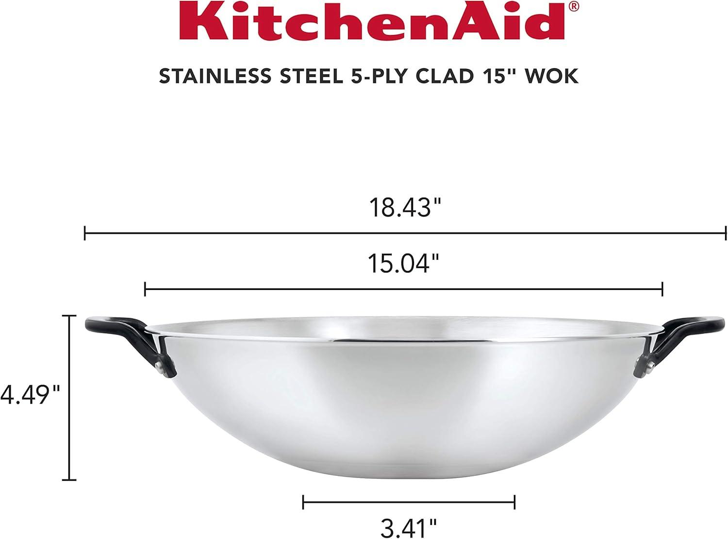 imageKitchenAid 5Ply Clad Polished Stainless Steel Frying PanSkillet 10 Inch Stainless SteelStainless Steel